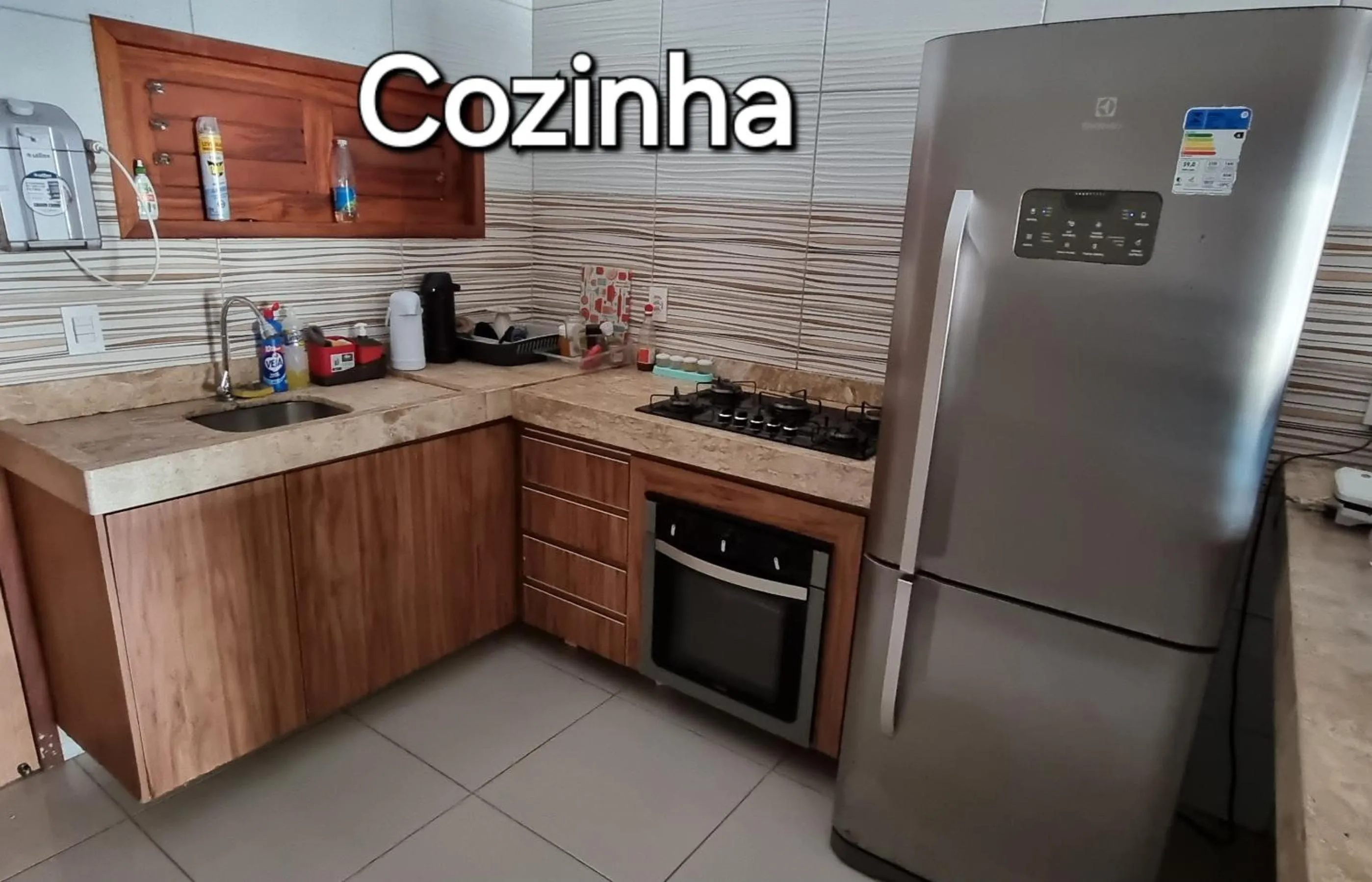 Kitchen or kitchenette in Casa na praia com vista para o mar