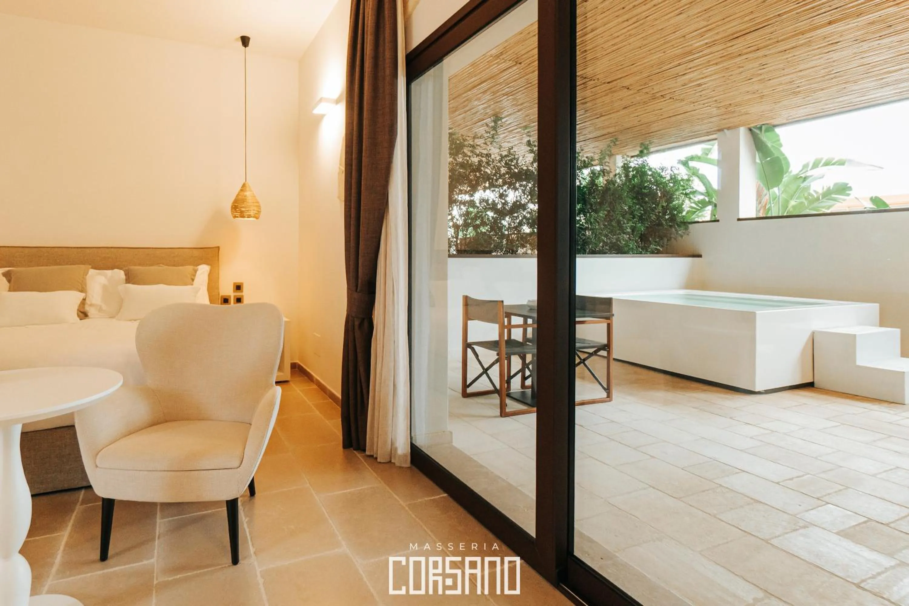 Patio, Bed in Masseria Corsano