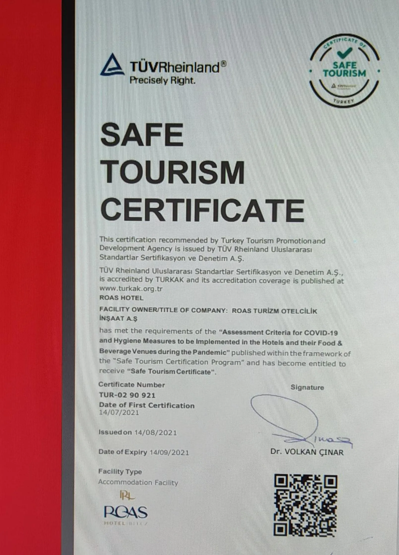 Logo/Certificate/Sign in Roas Hotel Bodrum - City Center