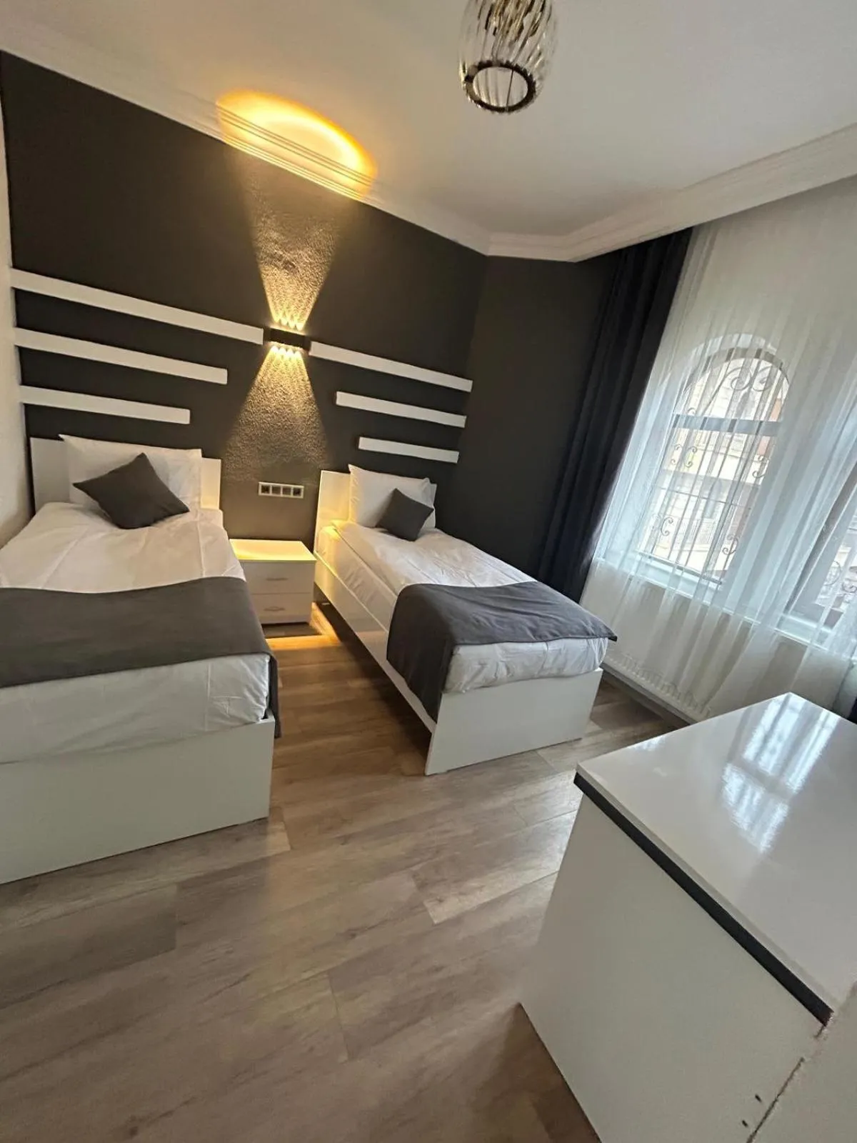 Bed in loopy lodge hotel