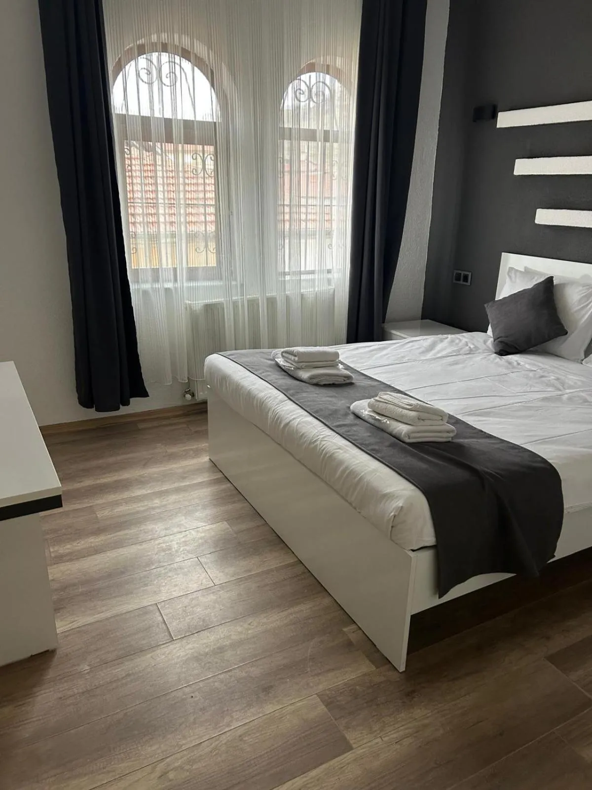 Bed in loopy lodge hotel