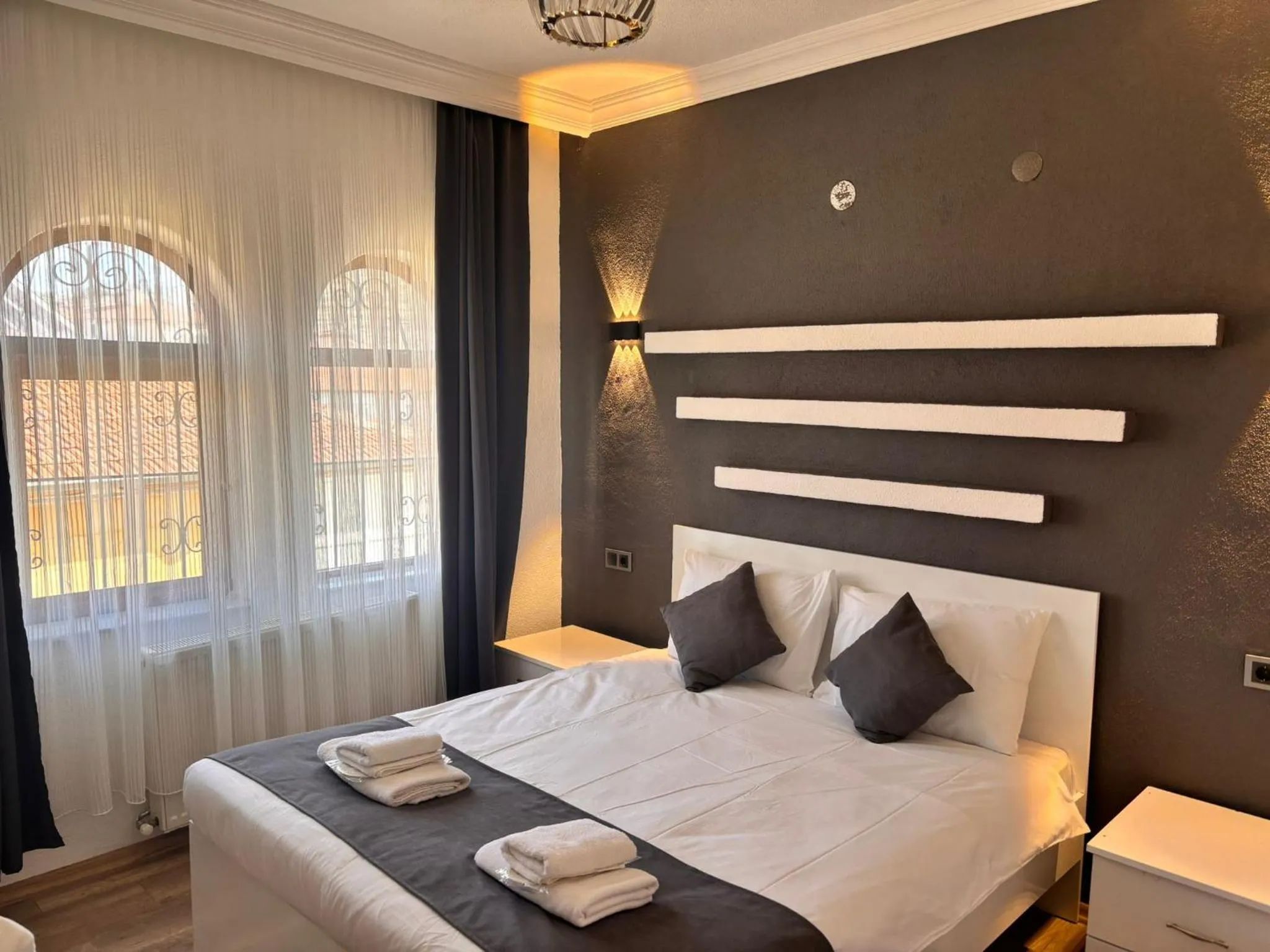 Bed in loopy lodge hotel