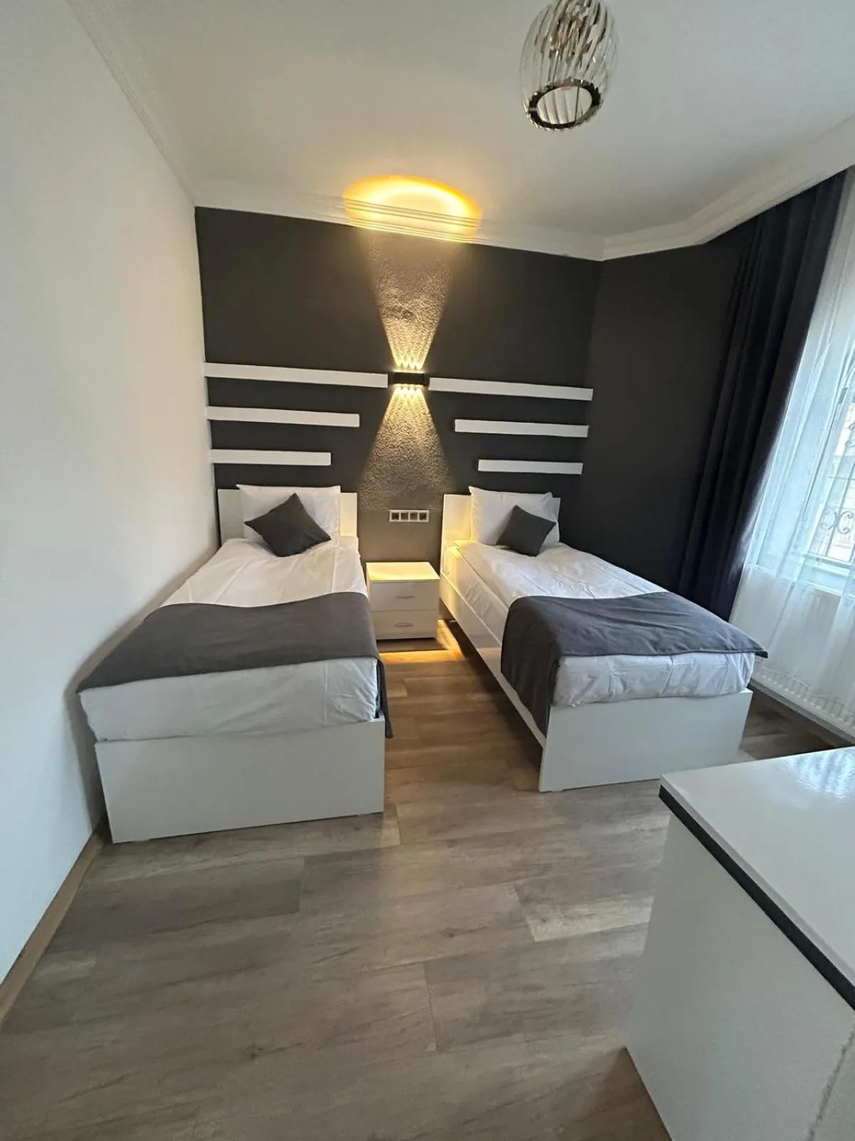 Bed in loopy lodge hotel