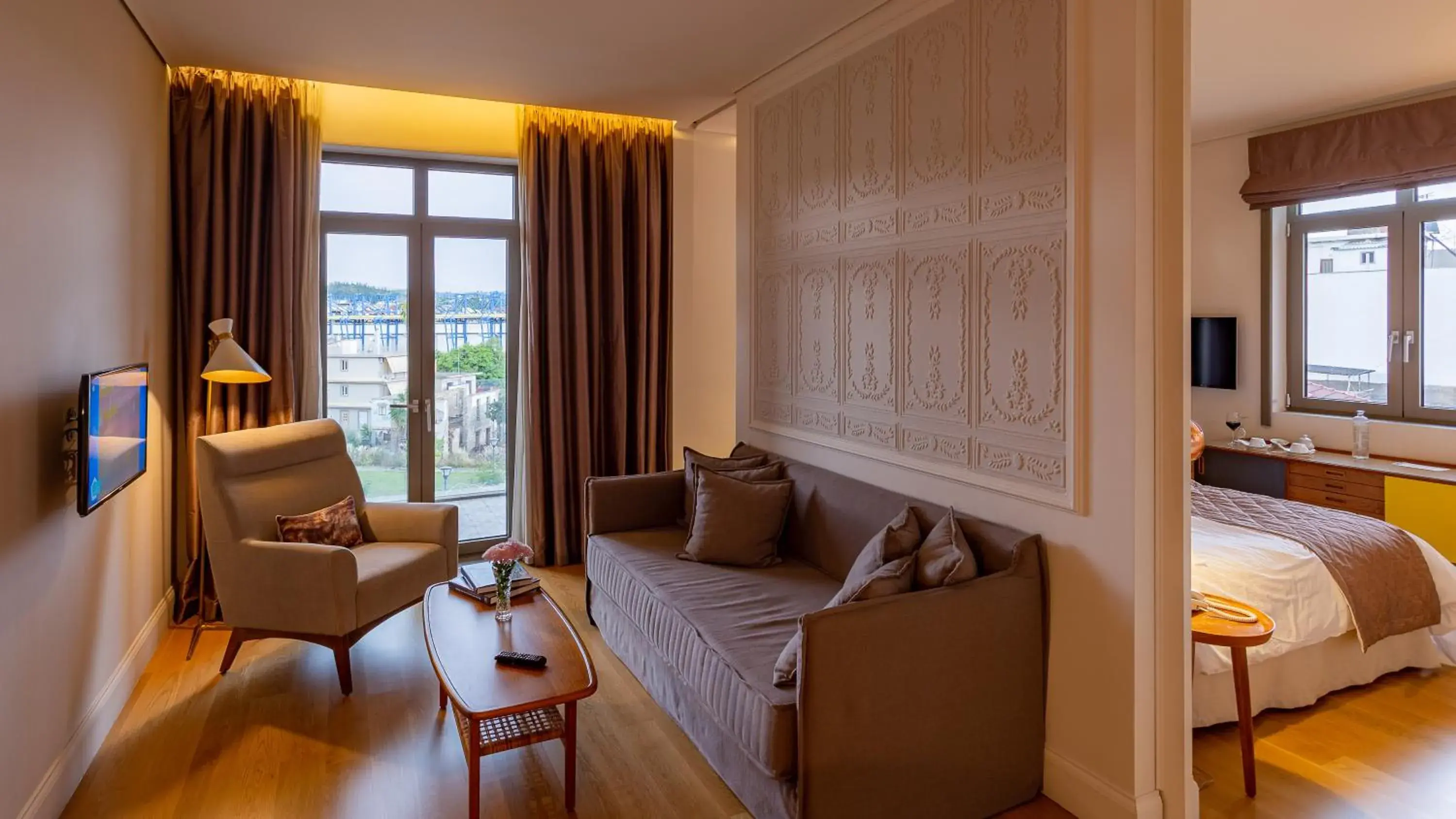 Balcony/Terrace, Bed in Marpessa Hotel & Spa Balcony/Terrace, Bed in Marpessa Hotel & Spa