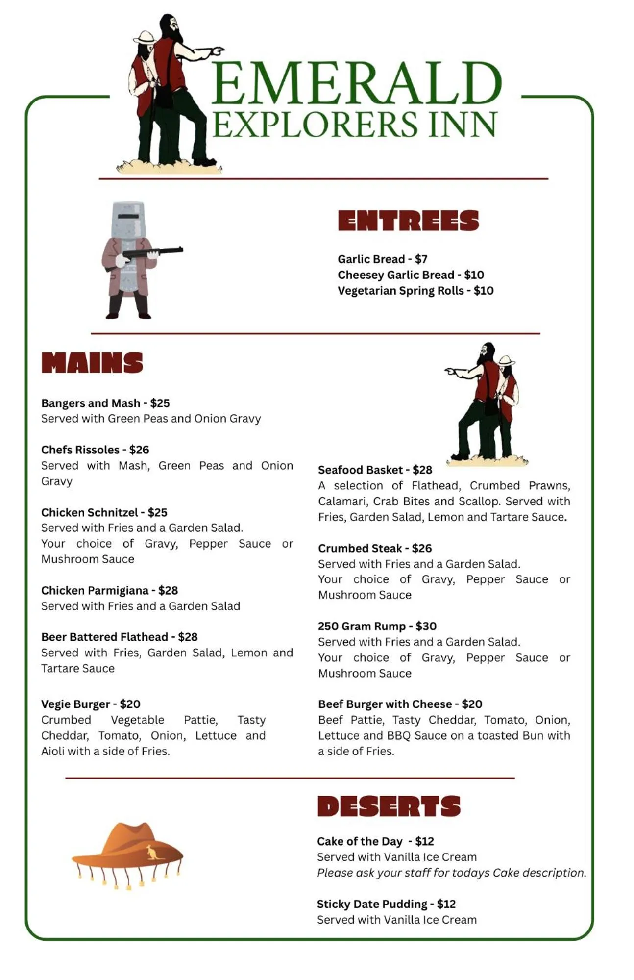 Restaurant/places to eat in Emerald Explorers Inn