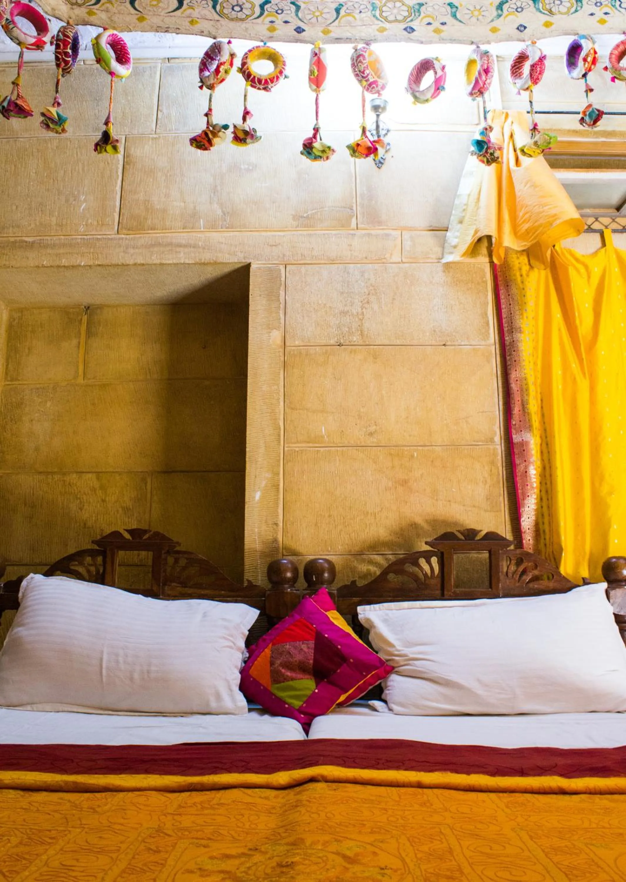Decorative detail, Bed in Shahi Palace Hotel Jaisalmer