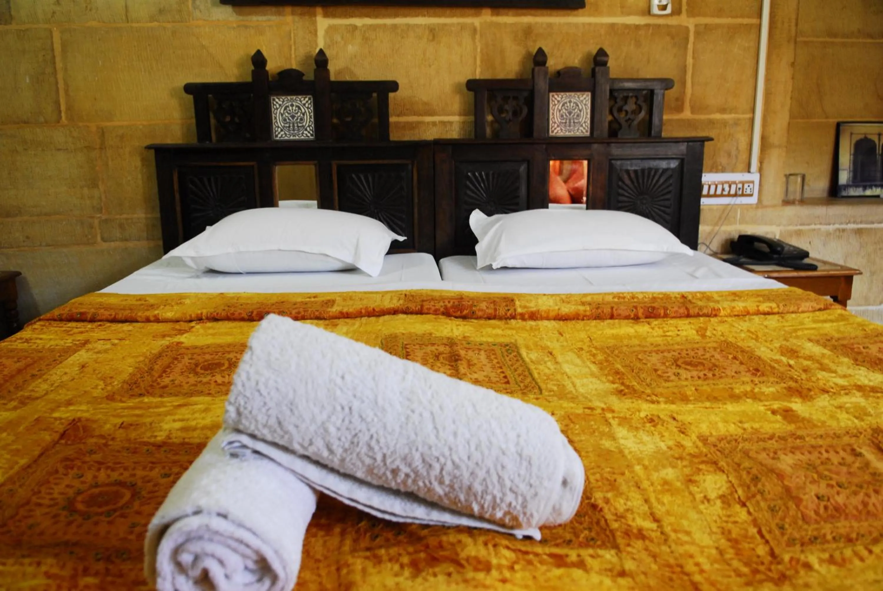 Bed in Shahi Palace Hotel Jaisalmer