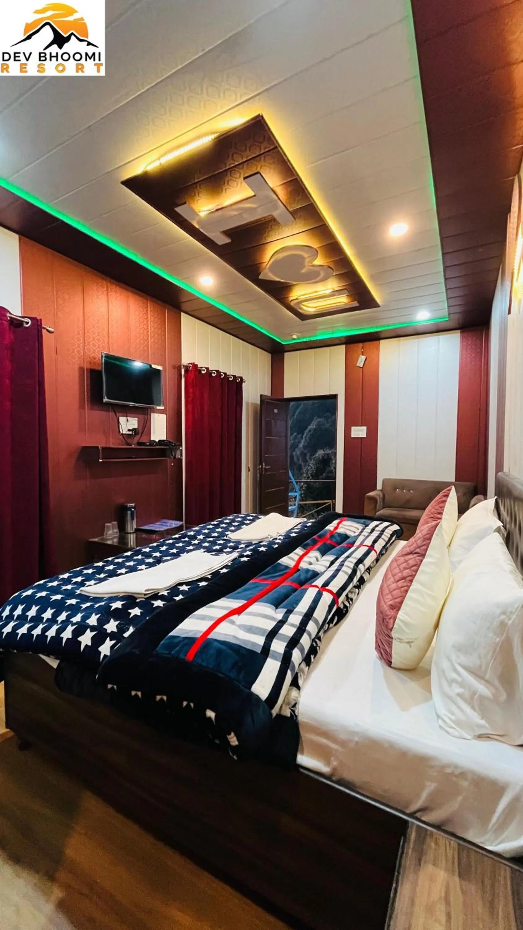 Bed in Dev Bhoomi Resort