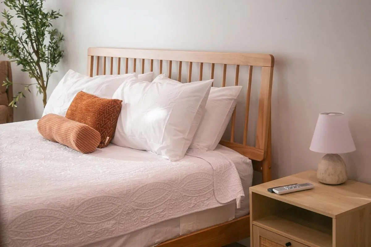 Bed in The Good House- Hot Spring Hideaway