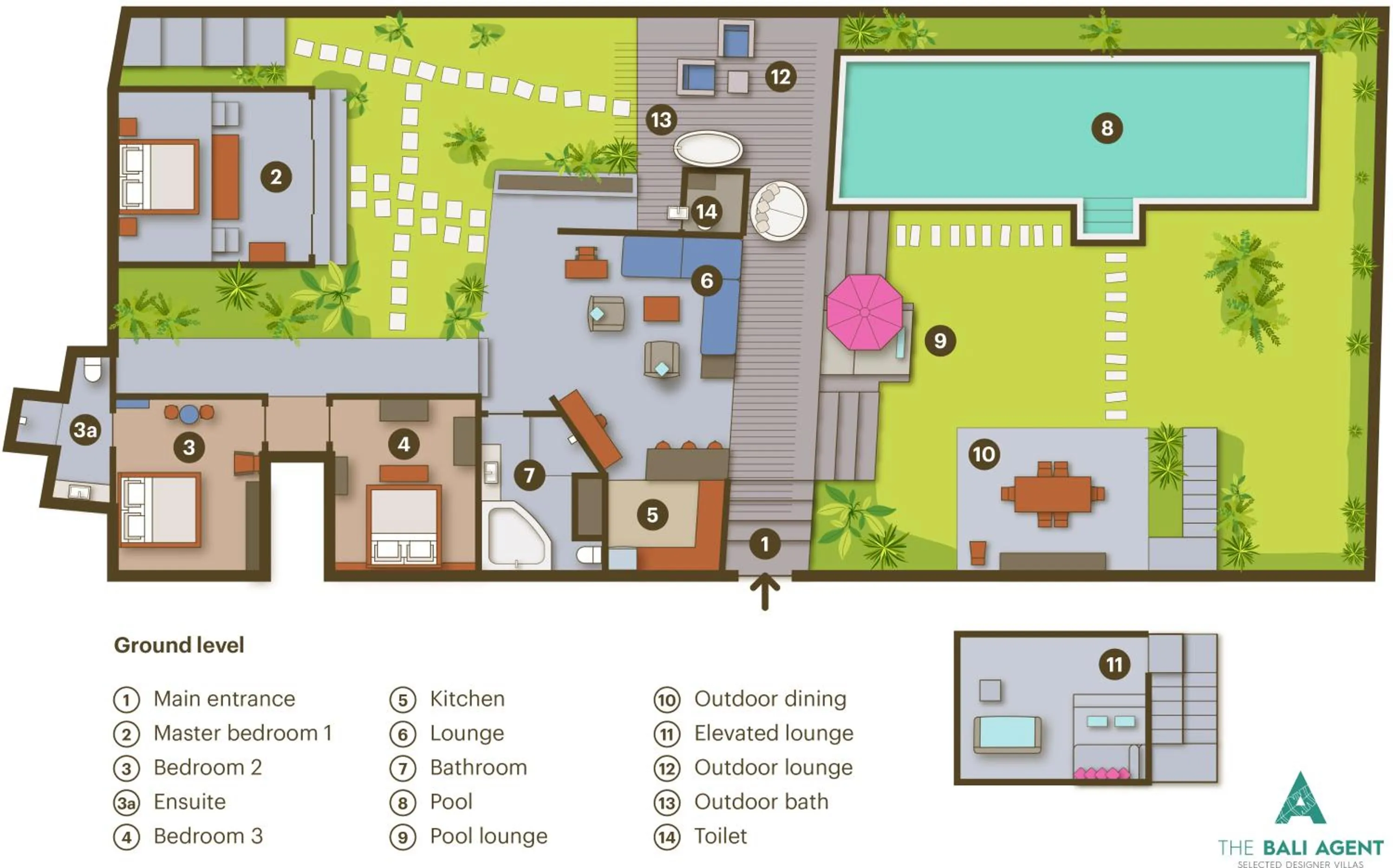 Floor plan in Villa Bumi - Playful & Quirky 3BR Villa Near Seminyak, a Unique Getaway