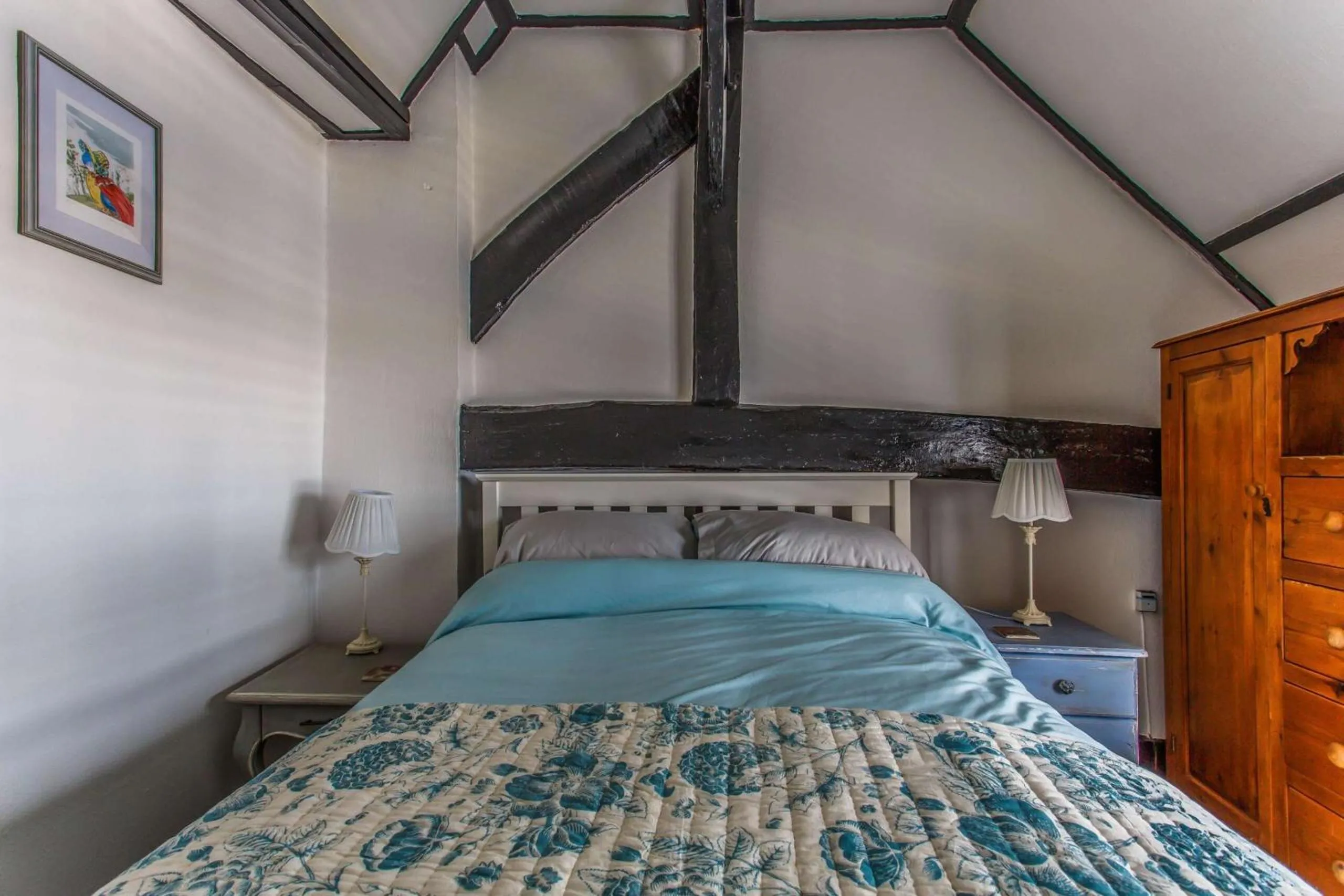 Bedroom, Bed in Modern living, Charming Old Town Cottage