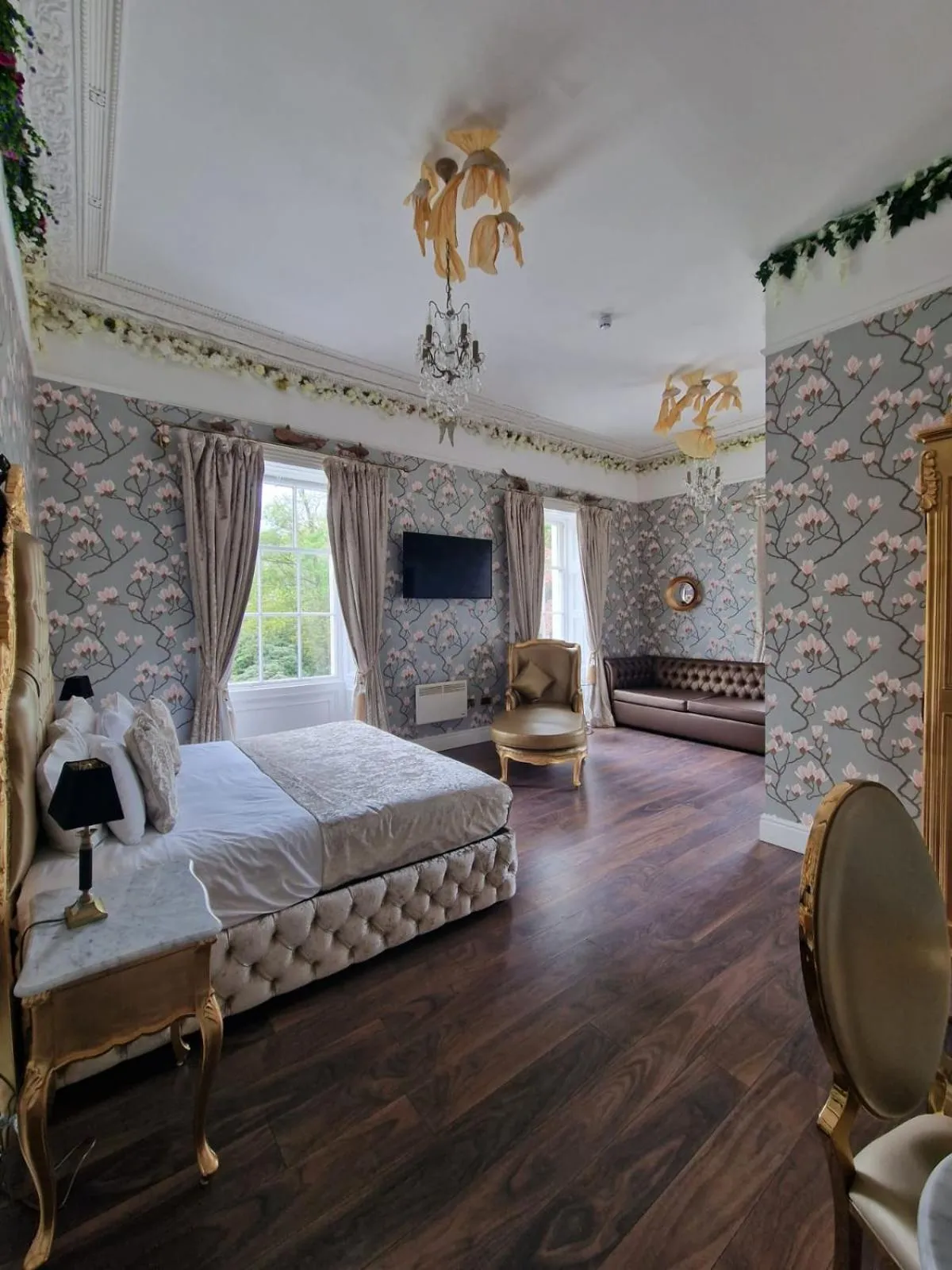 Photo of the whole room, Bed in RainHill Hall Hotel