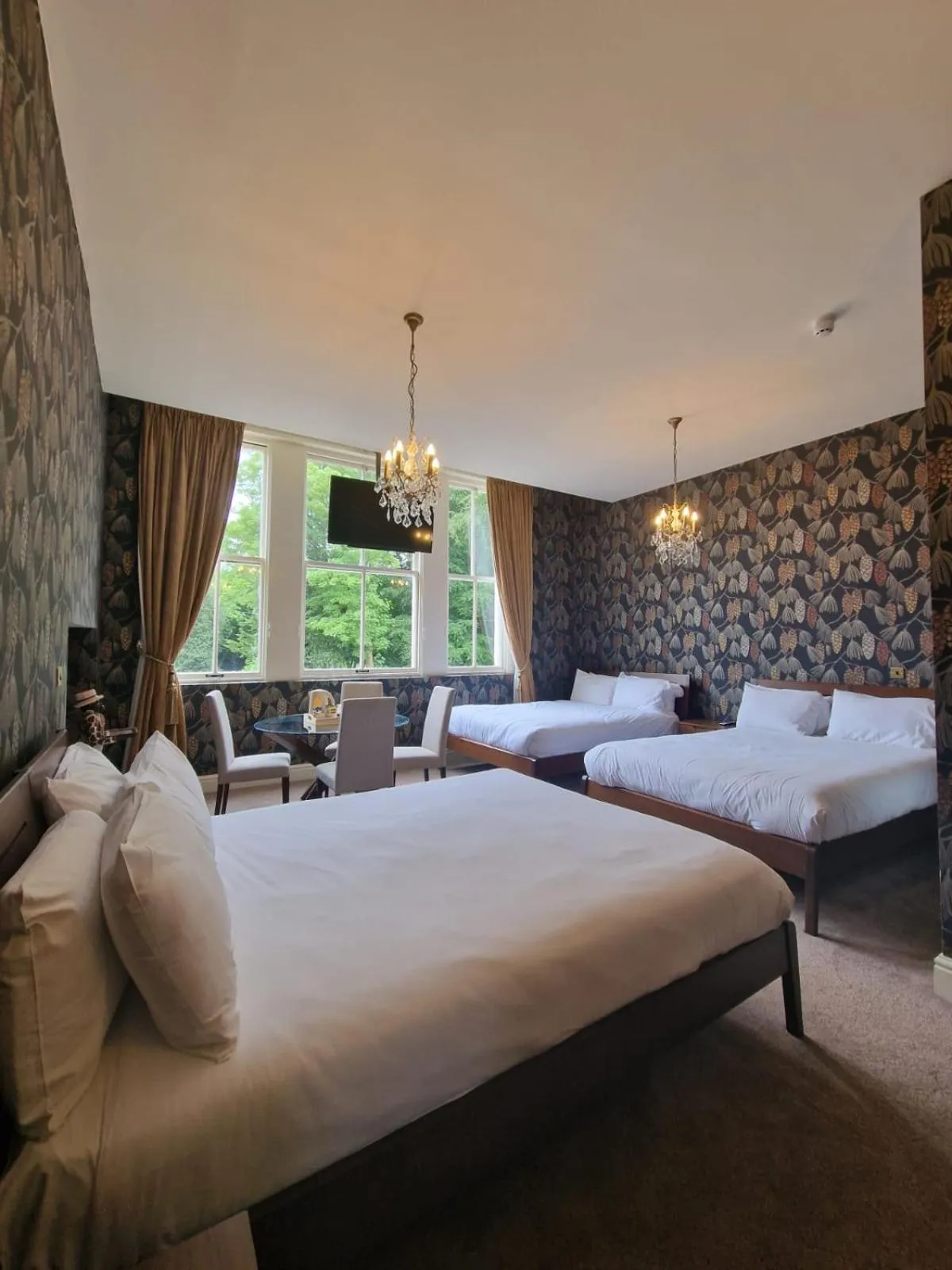 Photo of the whole room, Bed in RainHill Hall Hotel