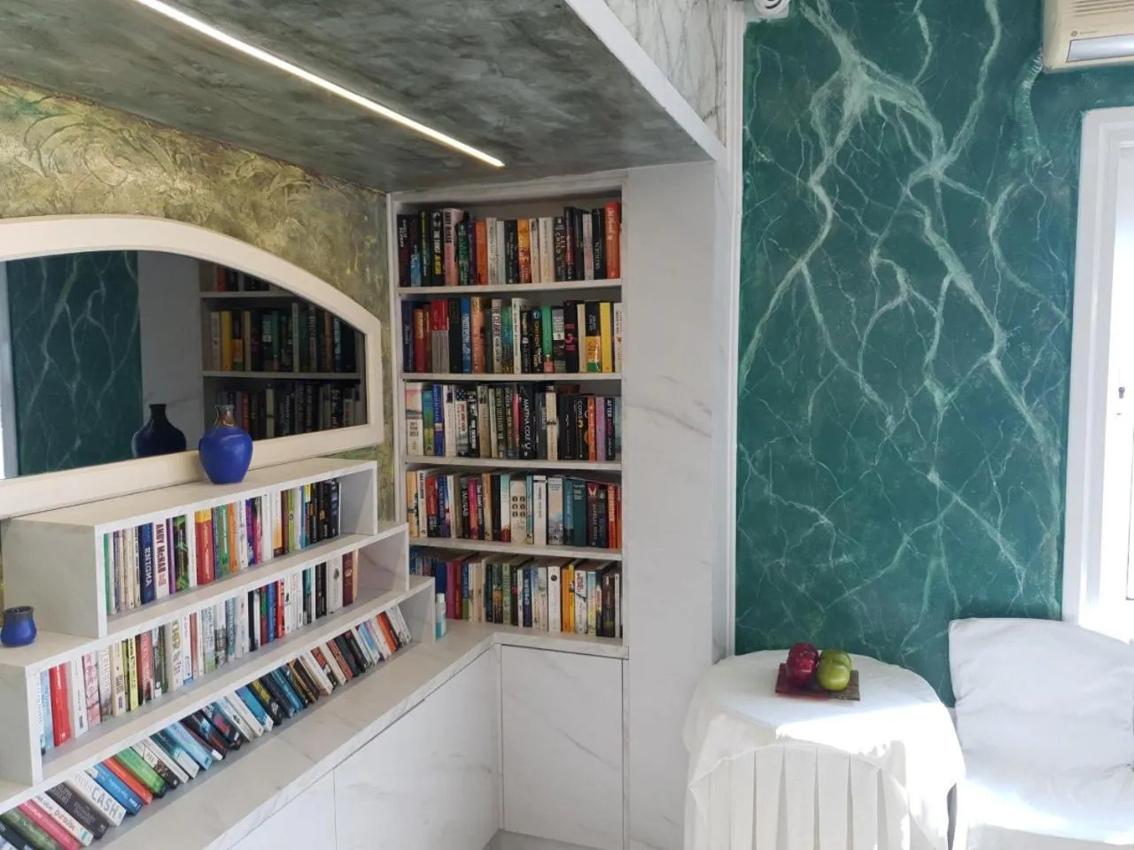 Library in Private Studio Korifi sea view