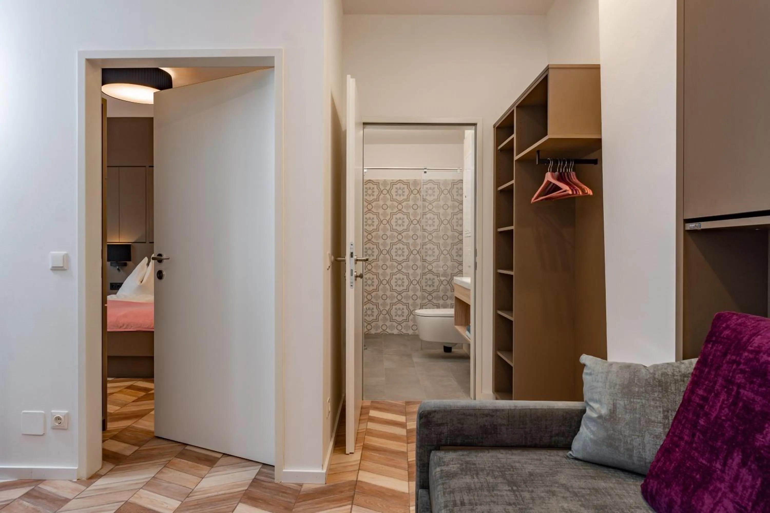 Bathroom, Bed in Villa Elisa