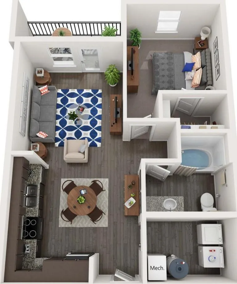 Luxe One Bedroom Apartment with Balcony