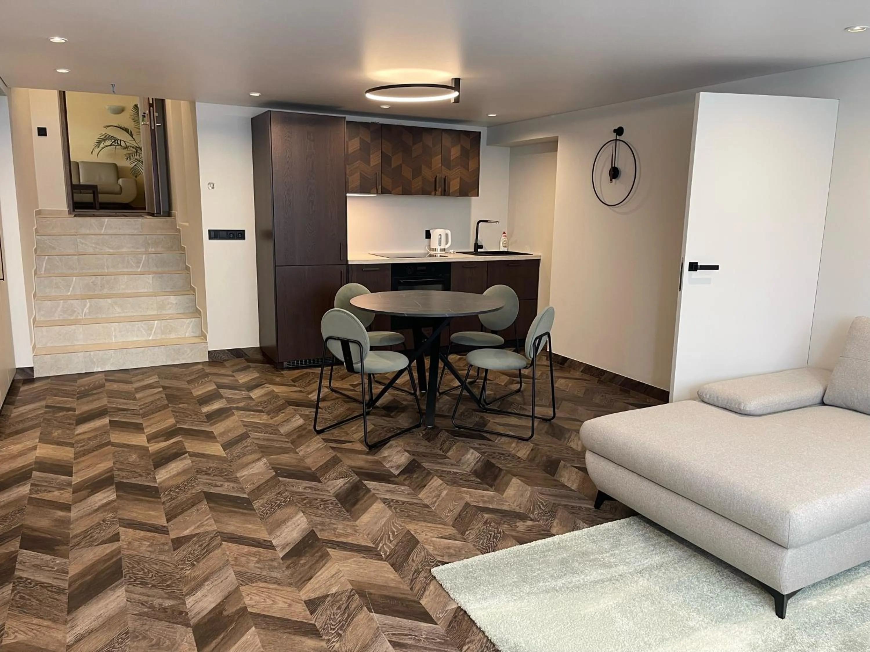 Kitchen or kitchenette in Viešbutis Prie Fontano