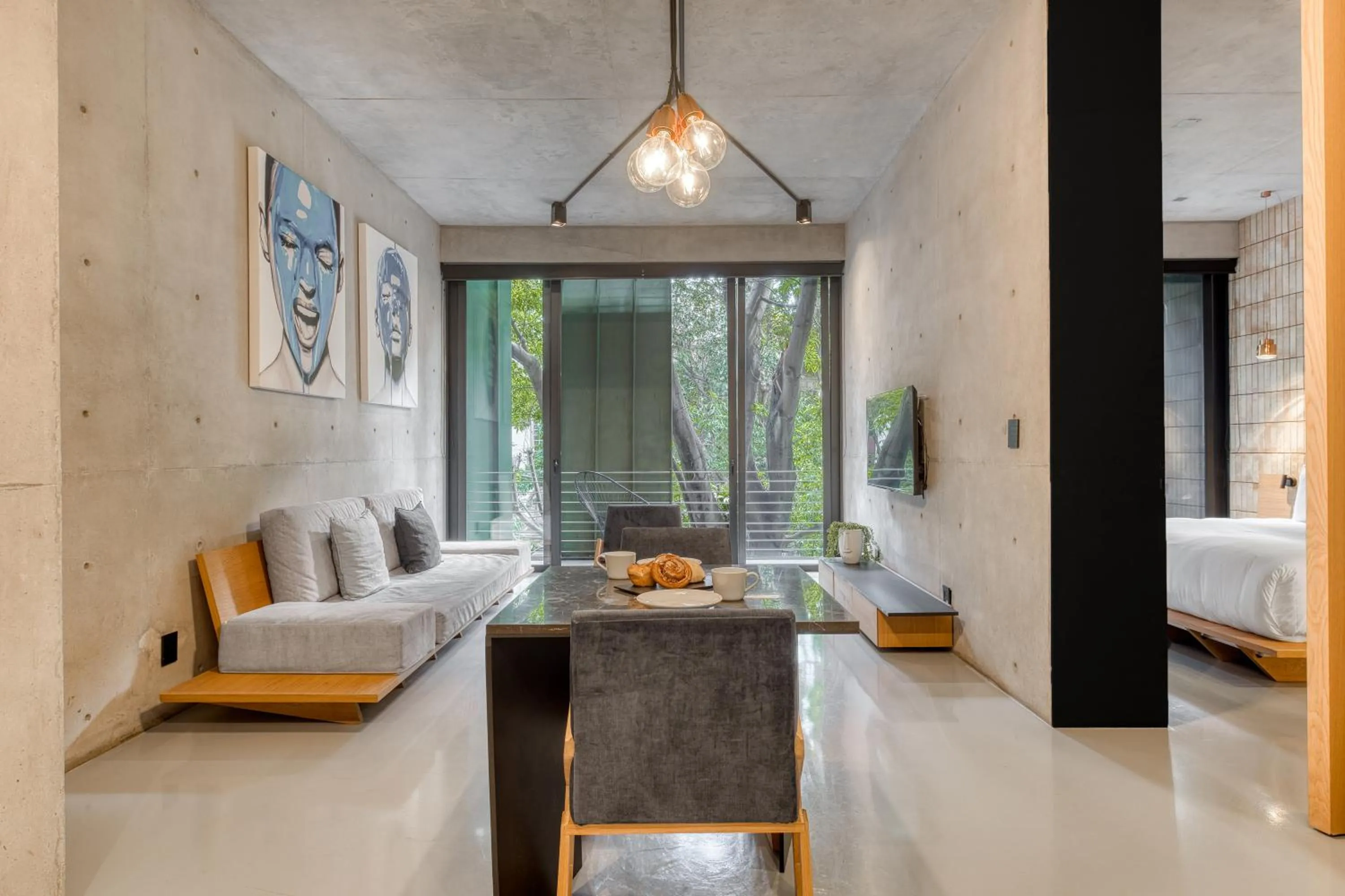 Seating area, Bed in Boga Mexico City by Lumina