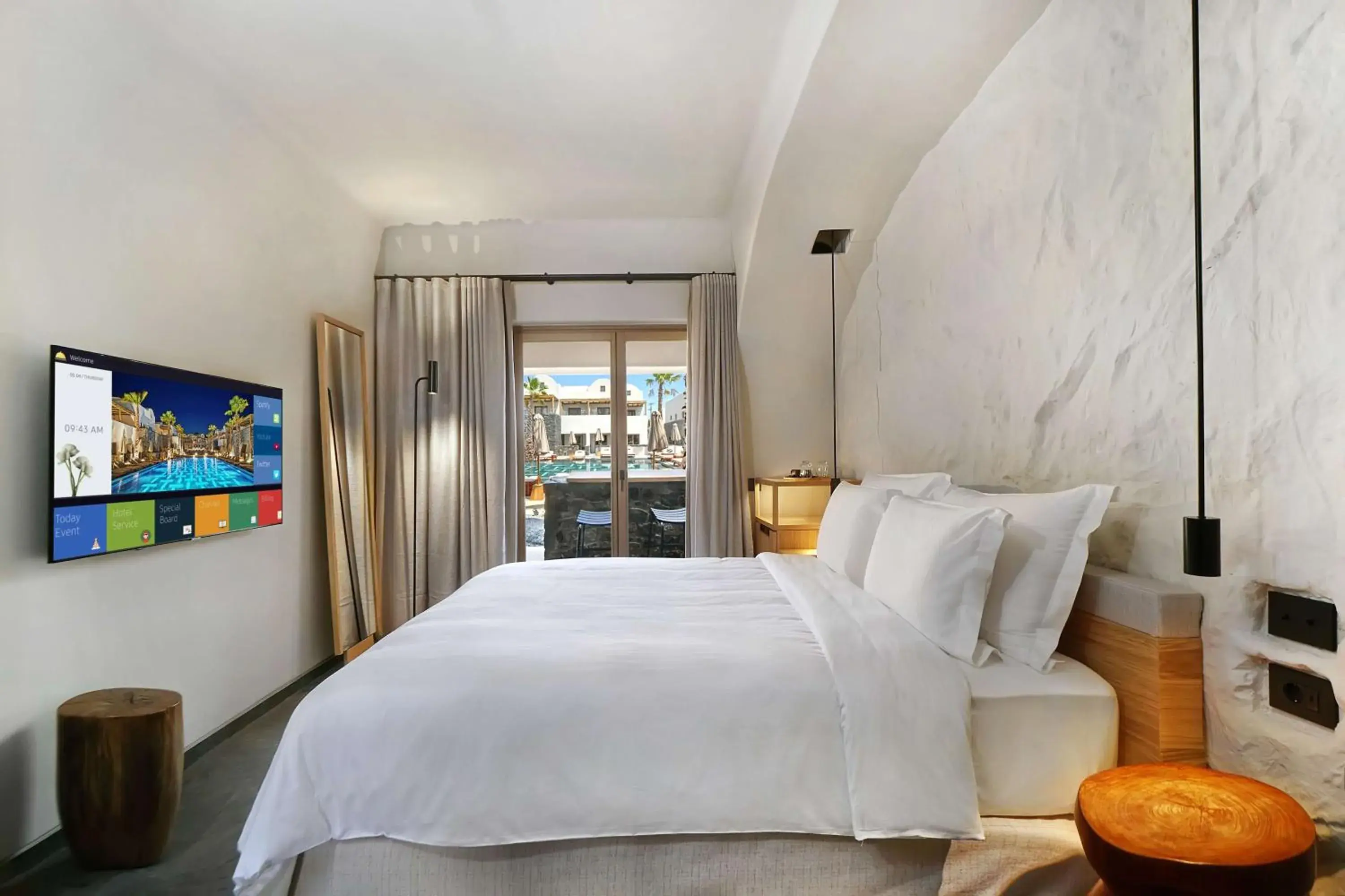 Property building, Bed in Radisson Blu Zaffron Resort, Santorini Property building, Bed in Radisson Blu Zaffron Resort, Santorini