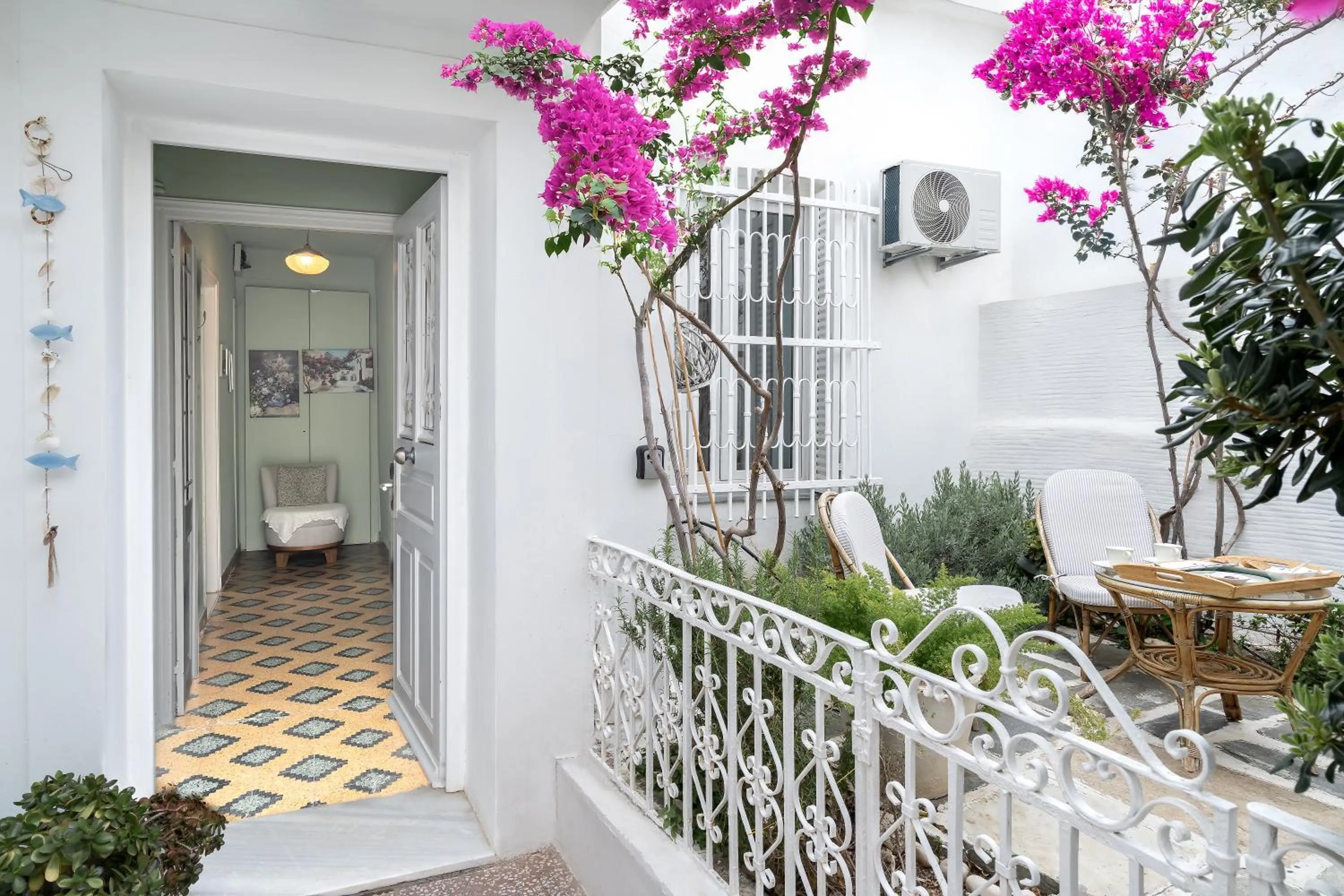 Patio in Neoclassical Mansion in Andros Town by Explore Andros
