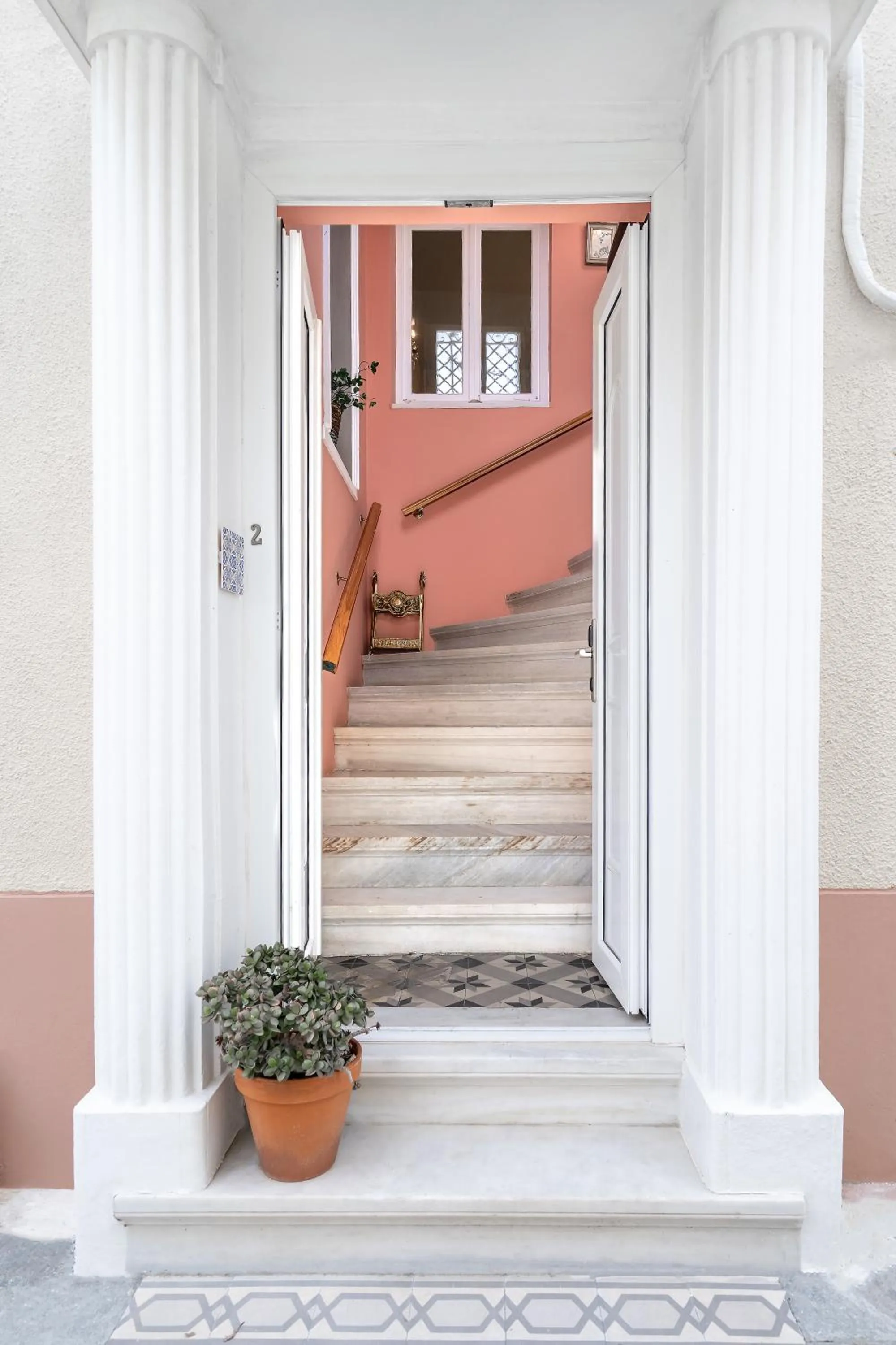Facade/entrance in Neoclassical Mansion in Andros Town by Explore Andros