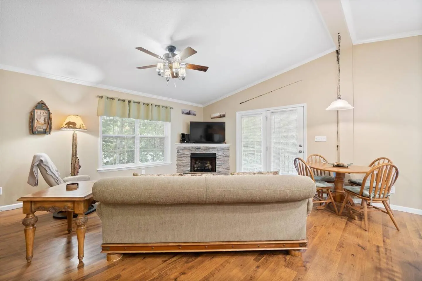 Bed in Blue Ridge Bungalow with Hot Tub