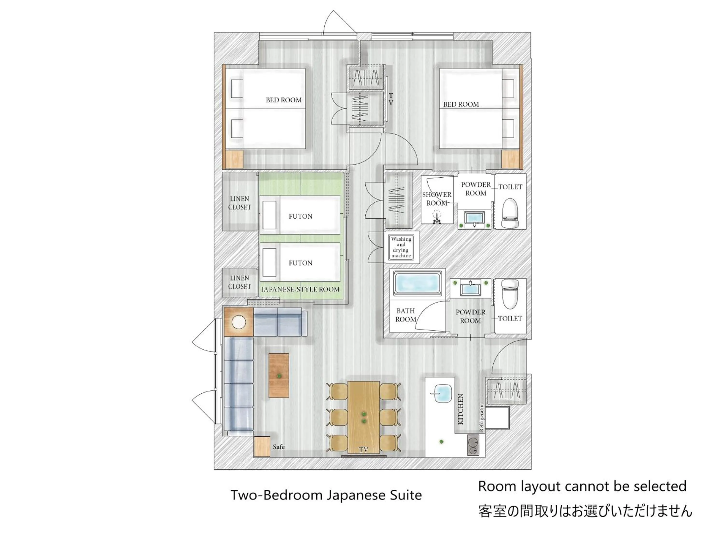 Floor plan in MIMARU SUITES Kyoto Shijo