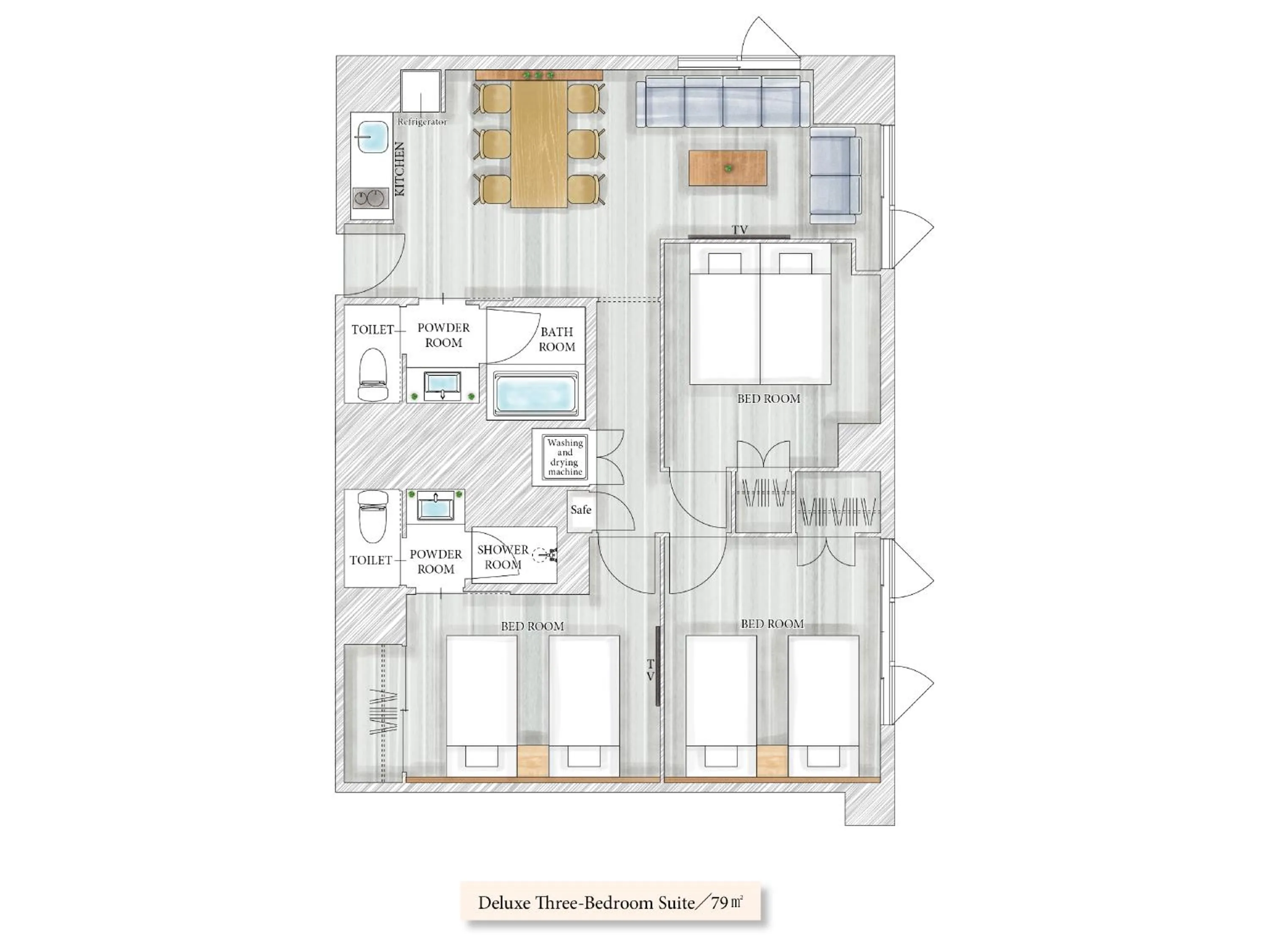 Floor plan in MIMARU SUITES Kyoto Shijo