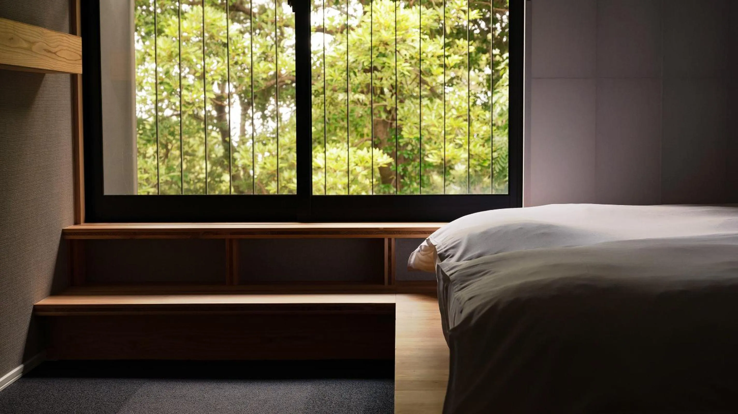 View (from property/room), Bed in Beppu Hotel Negura