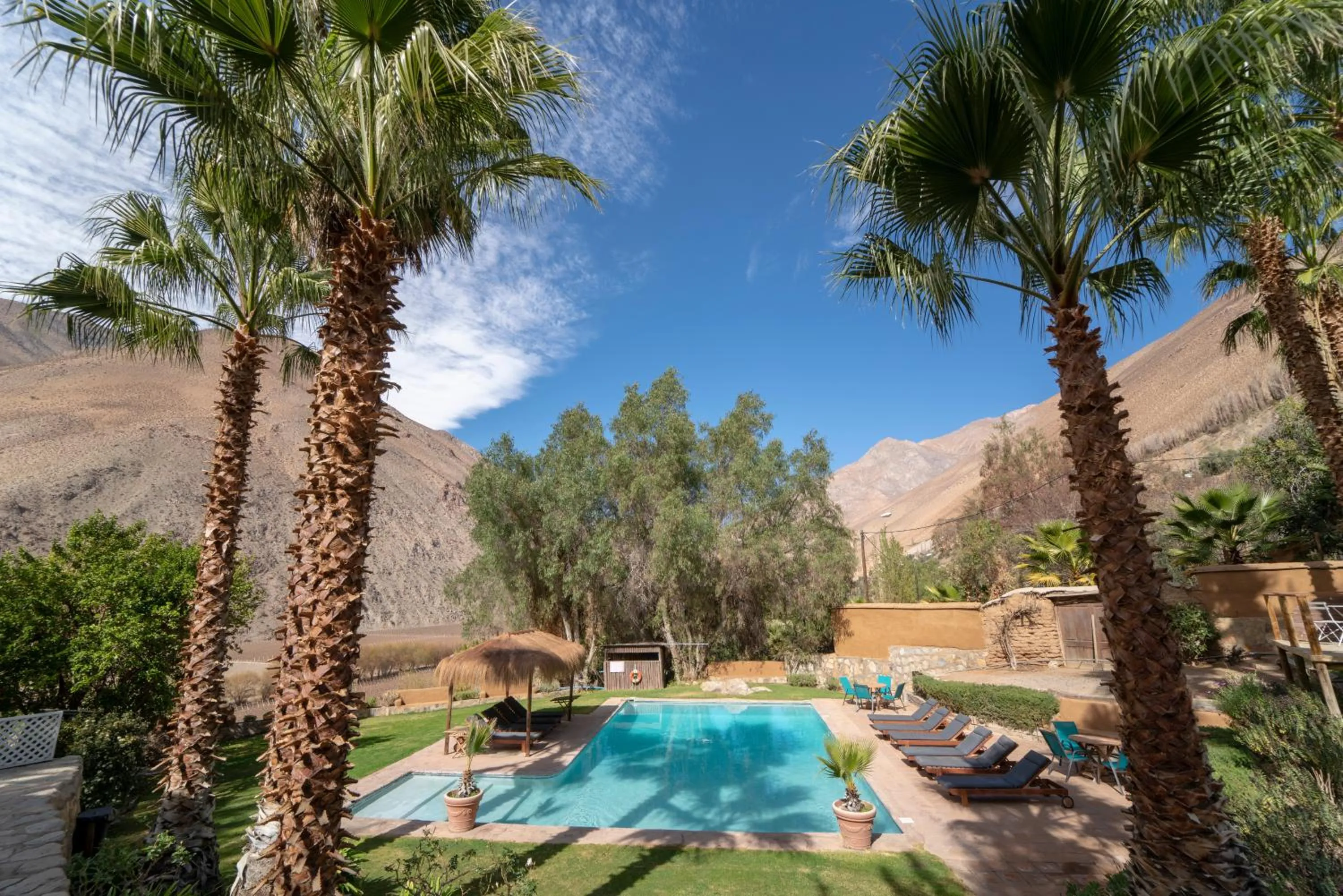 Pool view in Hotel Misterios del Elqui