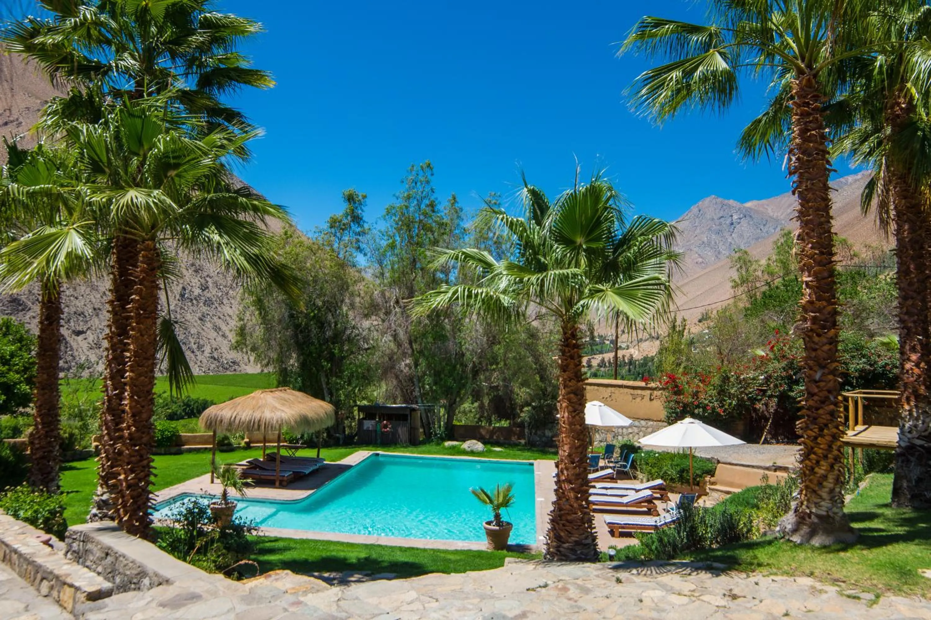 Pool view in Hotel Misterios del Elqui