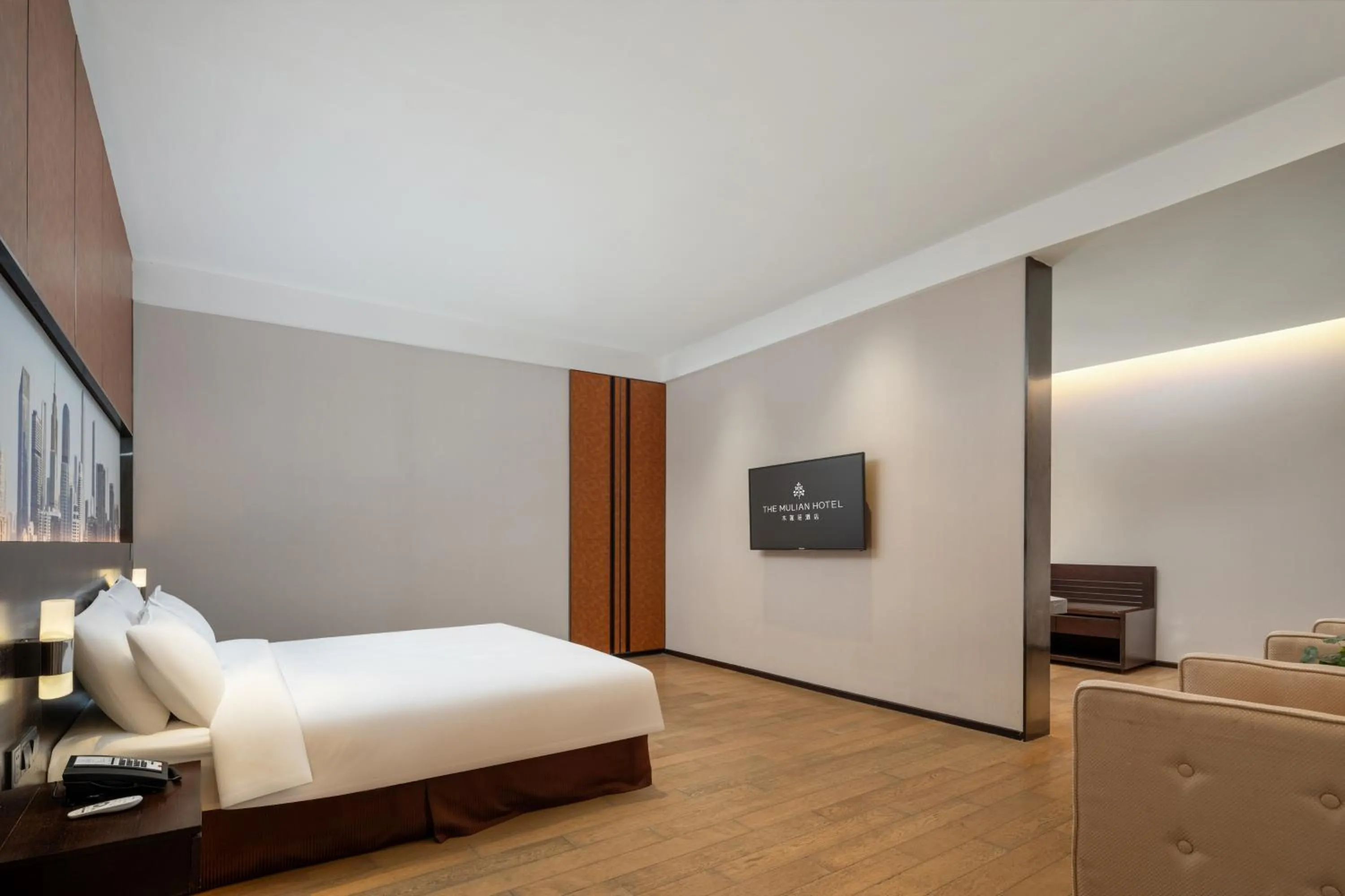 Photo of the whole room, Bed in The Mulian Hotel Guangzhou Zhujiang New Town-Canton Fair Free Shuttle Bus