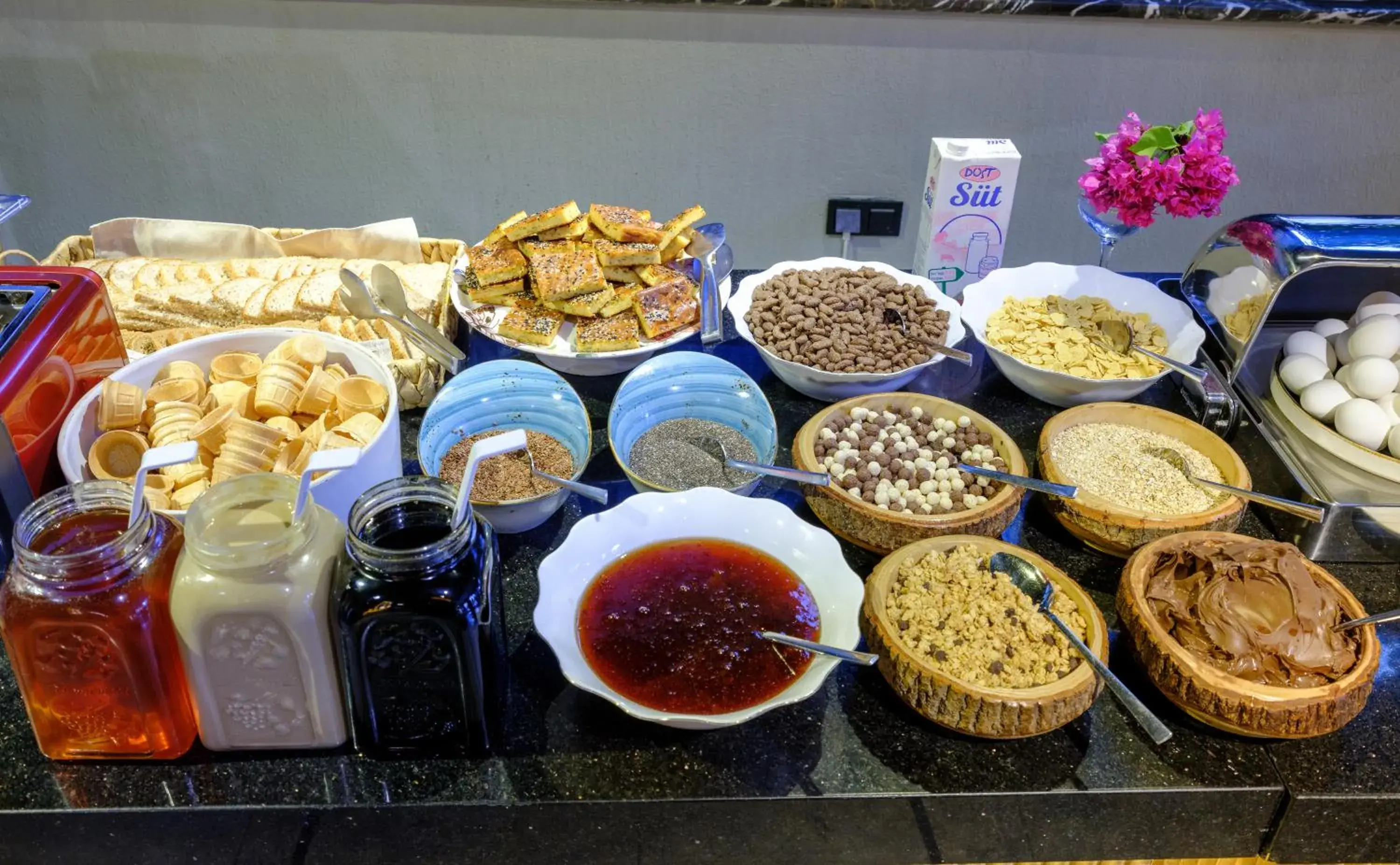 Buffet breakfast in Aria Riva Apart Hotel Buffet breakfast in Aria Riva Apart Hotel