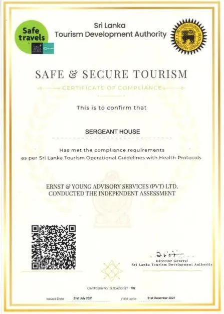 Certificate/Award in Sergeant House Boutique Villa & Private Beach