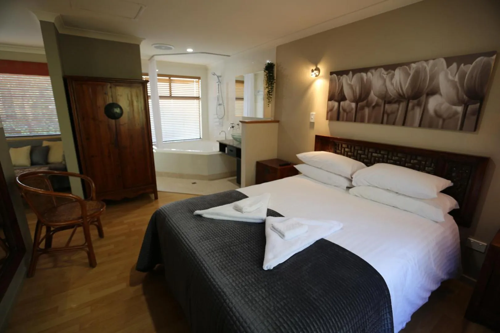 Shower, Bed in Dunn Bay Village Resort Homes