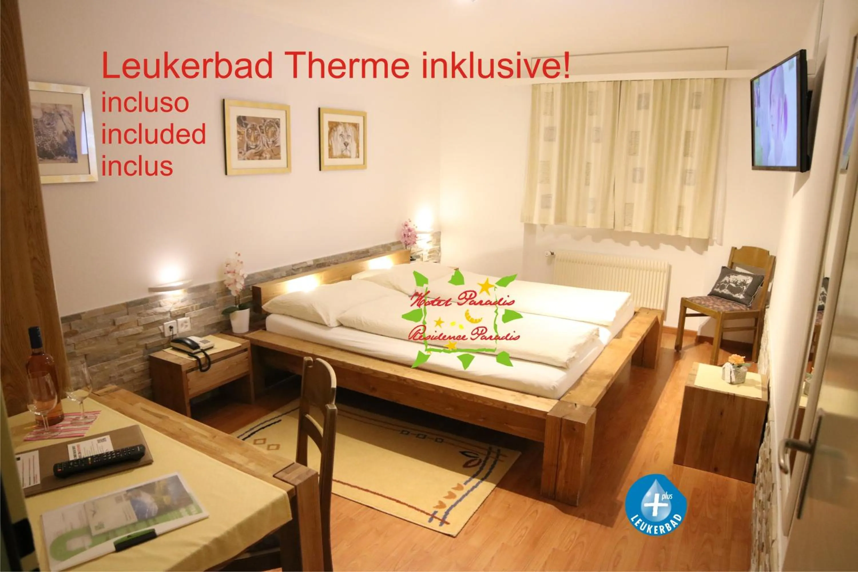 Bedroom, Bed in Hotel Paradis-Leukerbad-Therme