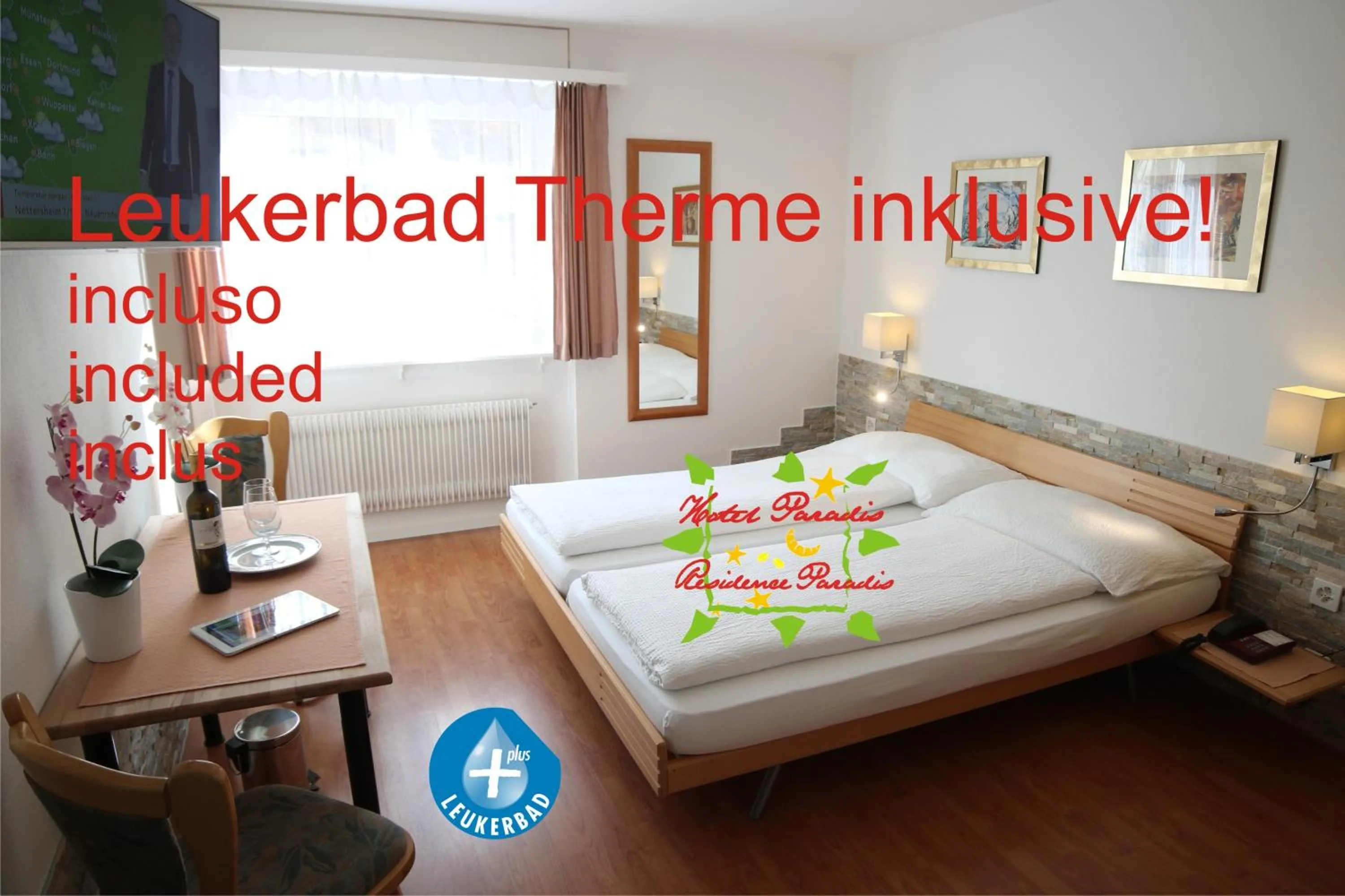 Bedroom, Bed in Hotel Paradis-Leukerbad-Therme