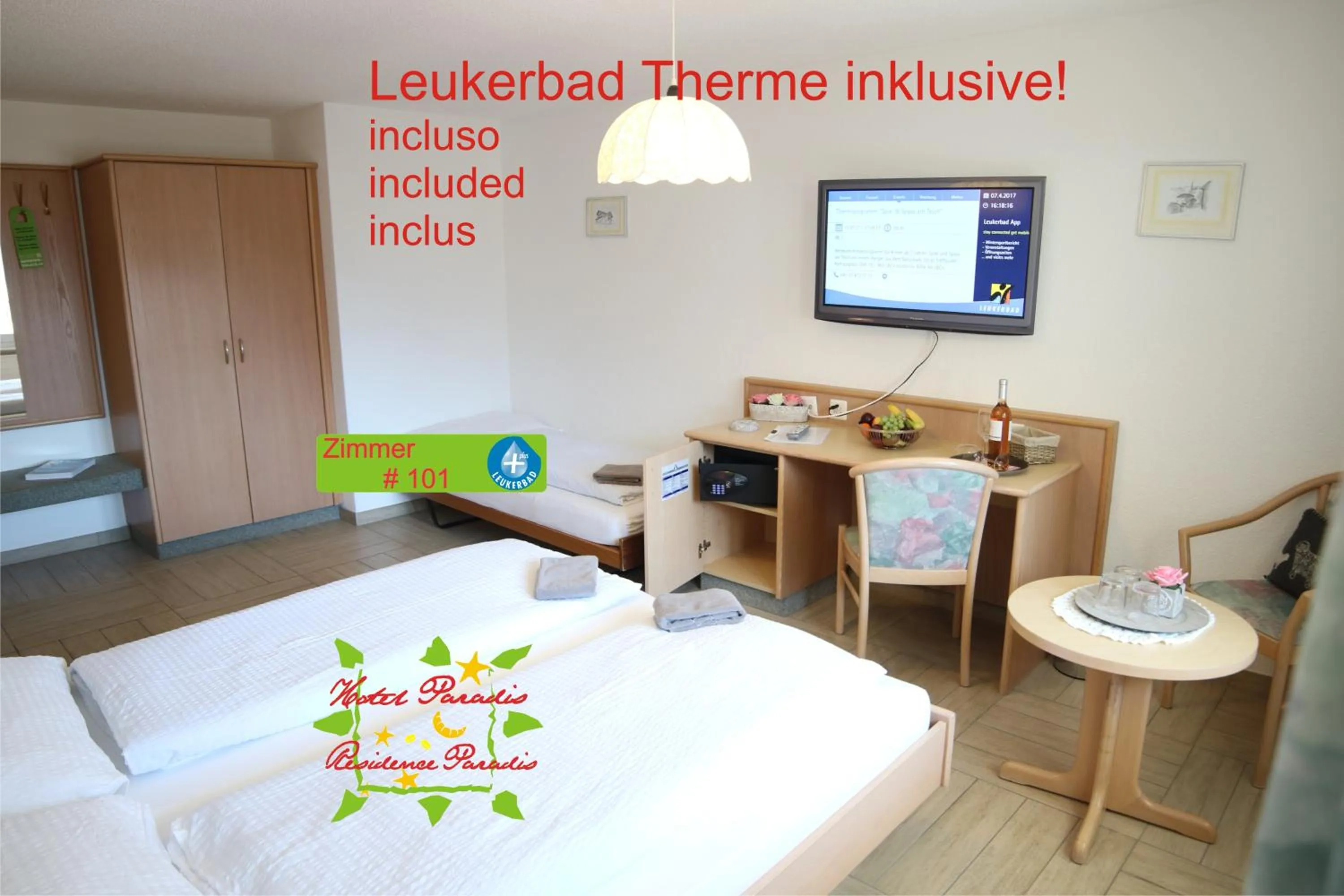 Bedroom, Bed in Hotel Paradis-Leukerbad-Therme