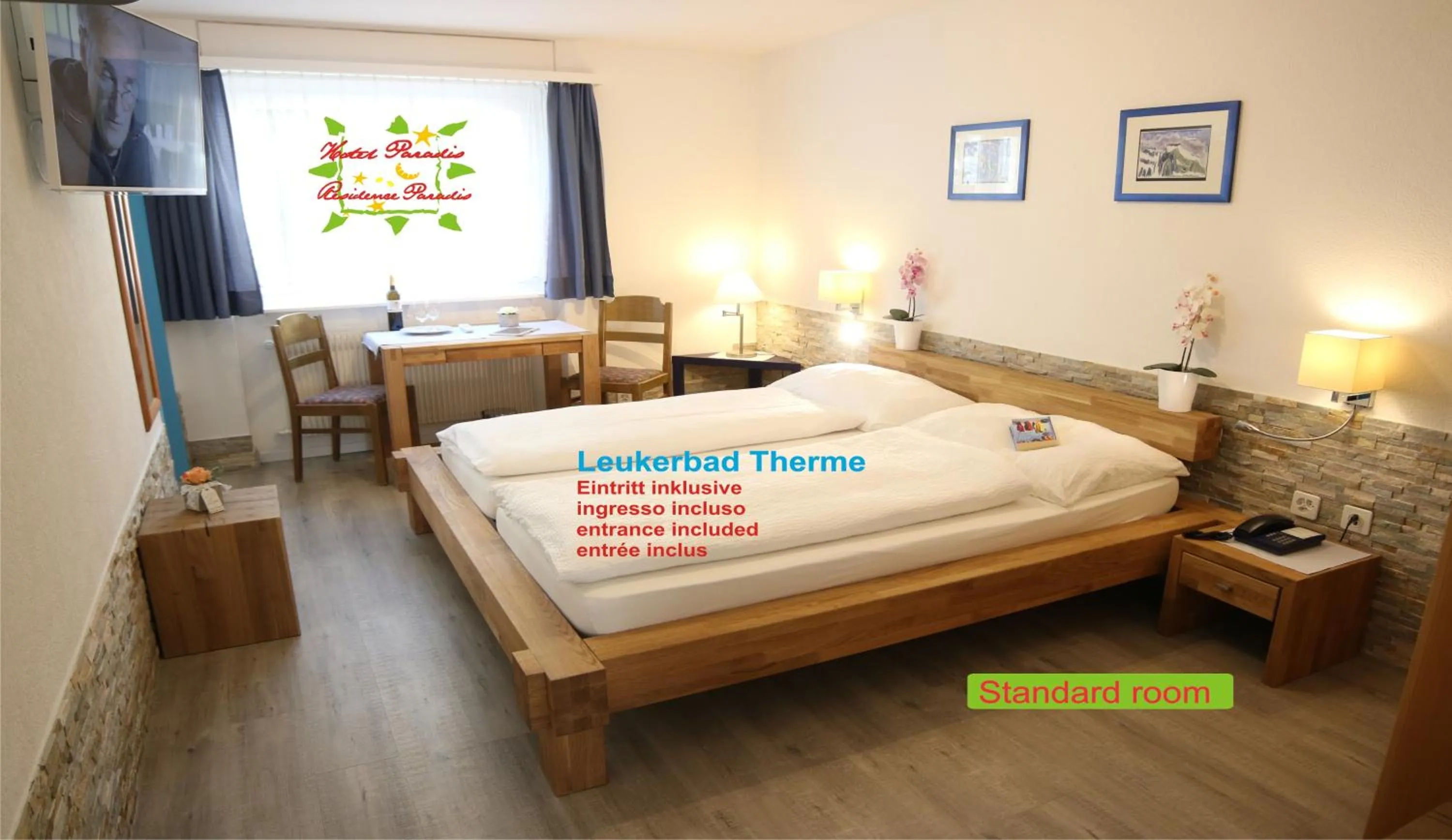 Bedroom, Bed in Hotel Paradis-Leukerbad-Therme