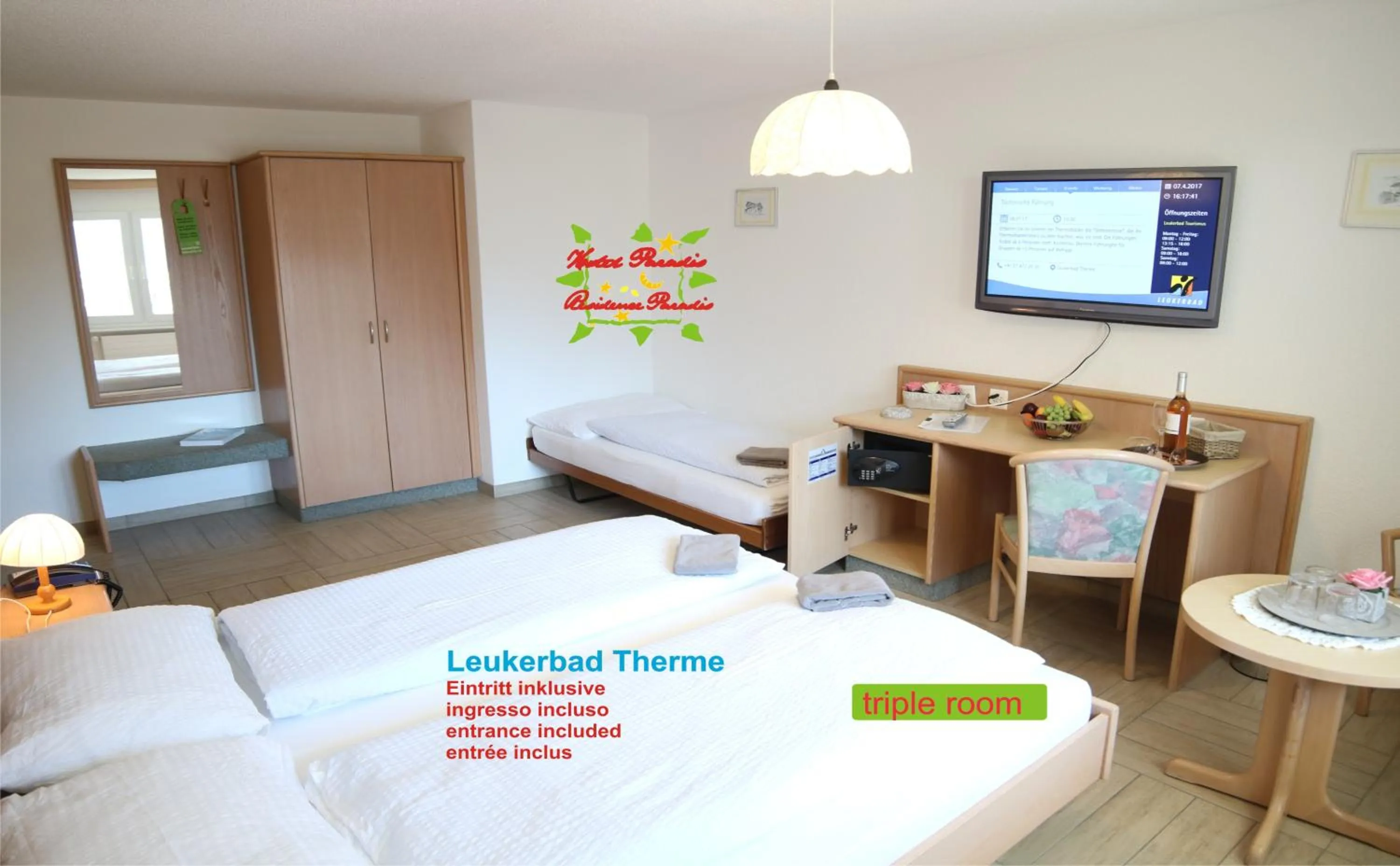 Bed in Hotel Paradis-Leukerbad-Therme