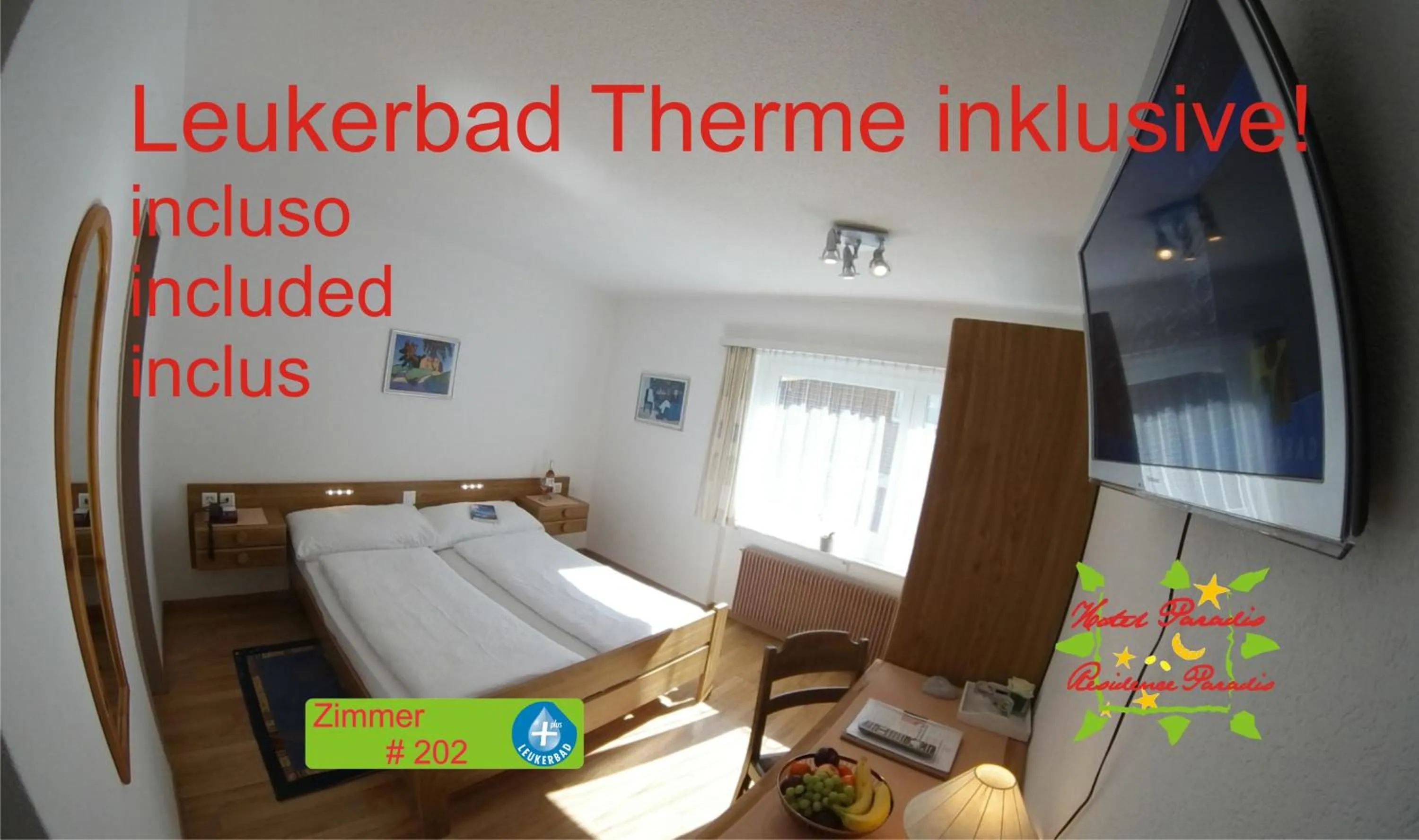Photo of the whole room, Bed in Hotel Paradis-Leukerbad-Therme