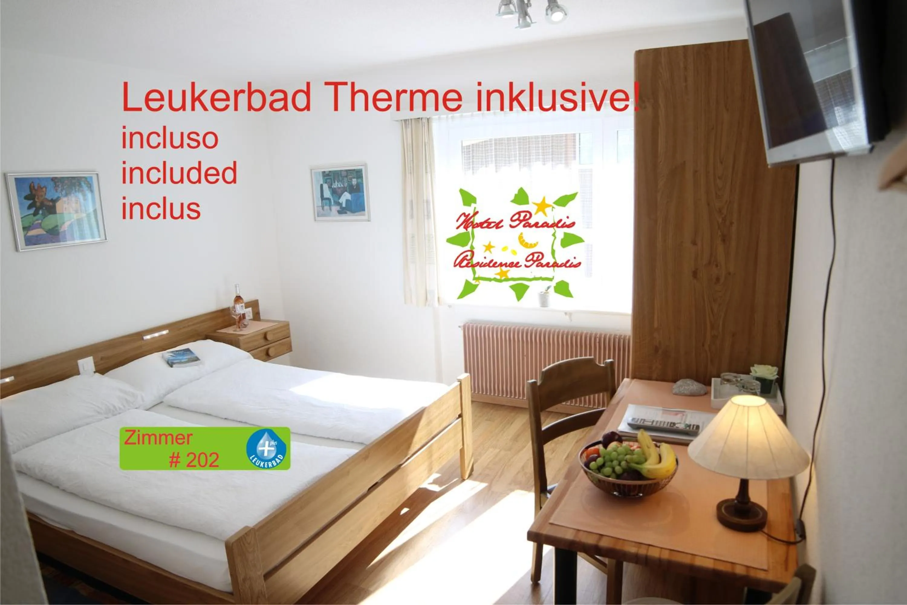 Bedroom, Bed in Hotel Paradis-Leukerbad-Therme