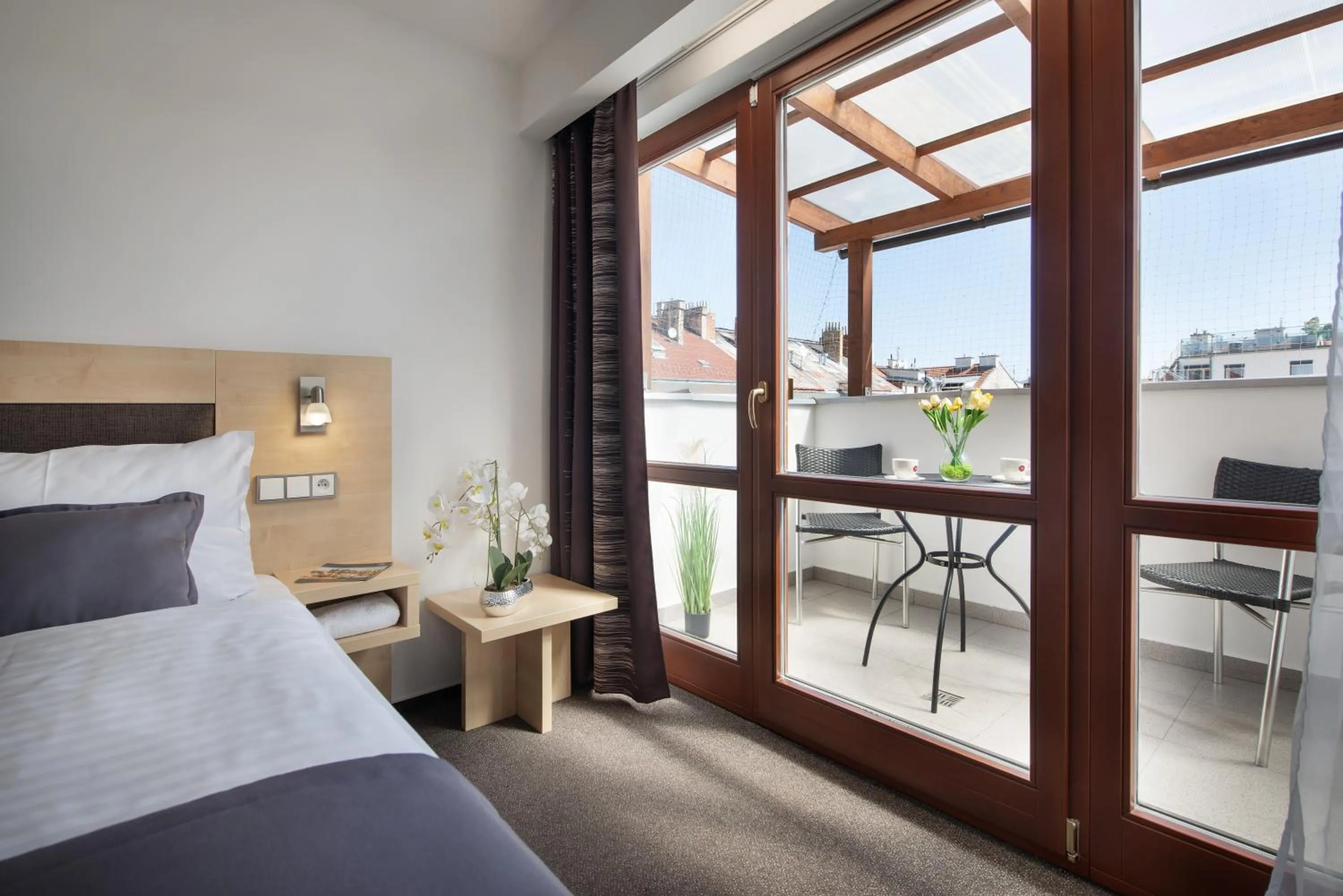 Balcony/Terrace, Bed in Prague Season Hotel