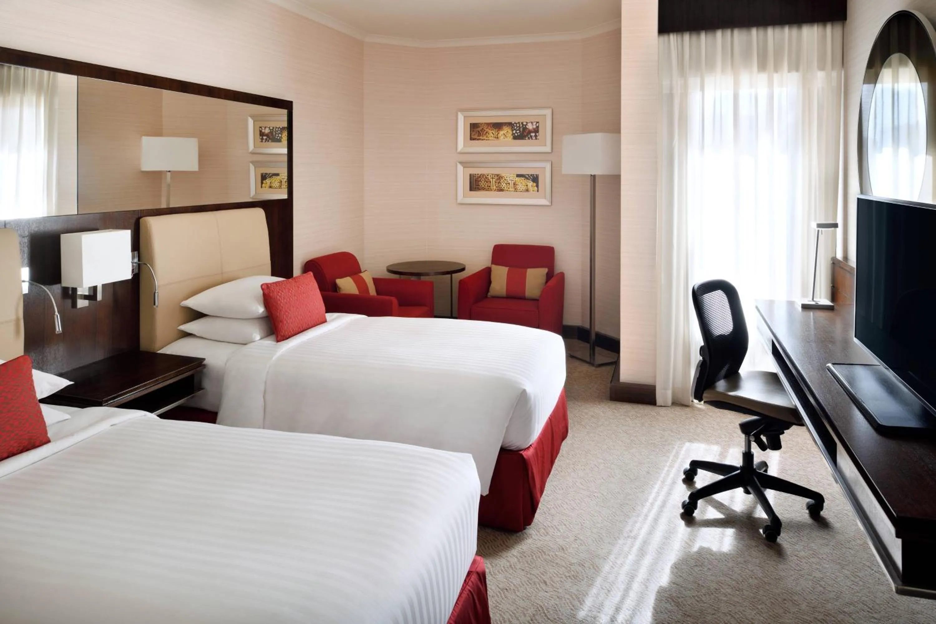 Photo of the whole room, Bed in Riyadh Marriott Hotel