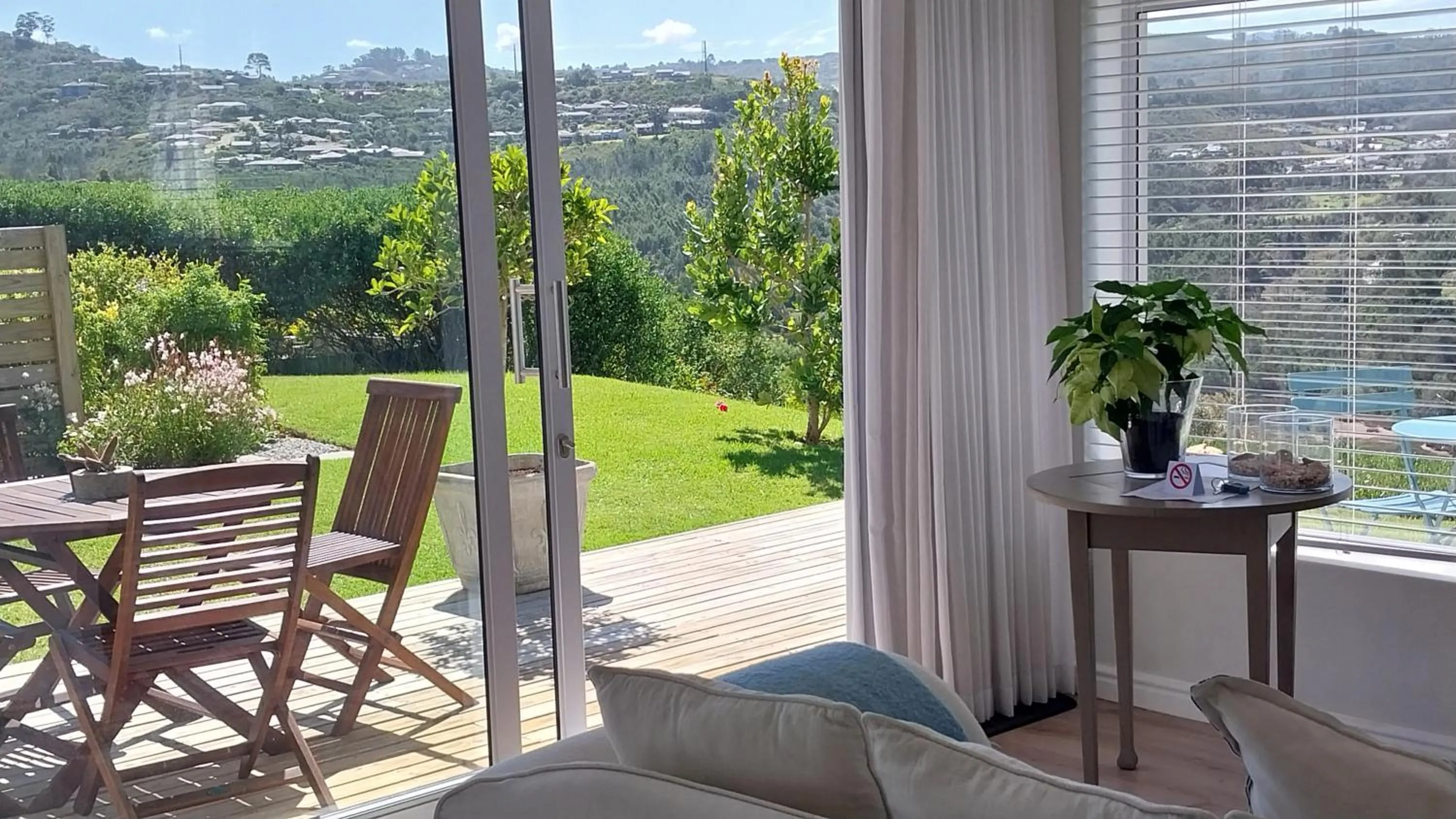 Patio in Knysna Estate Lagoon - Garden Apartments- Secure Estate - off the grid