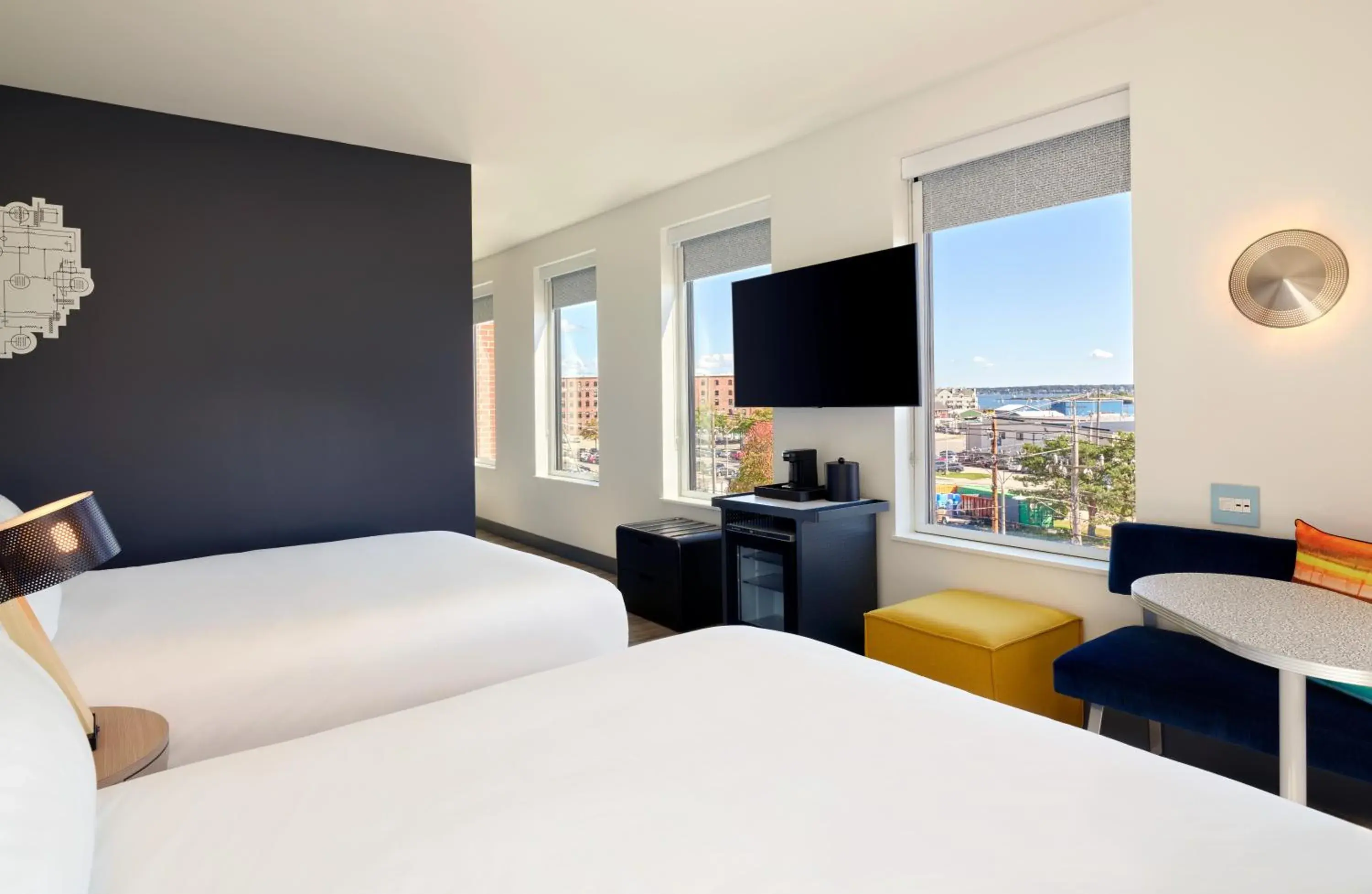 Queen Room with Two Queen Beds with Water View in Aloft Portland Downtown Waterfront ME Queen Room with Two Queen Beds with Water View in Aloft Portland Downtown Waterfront ME