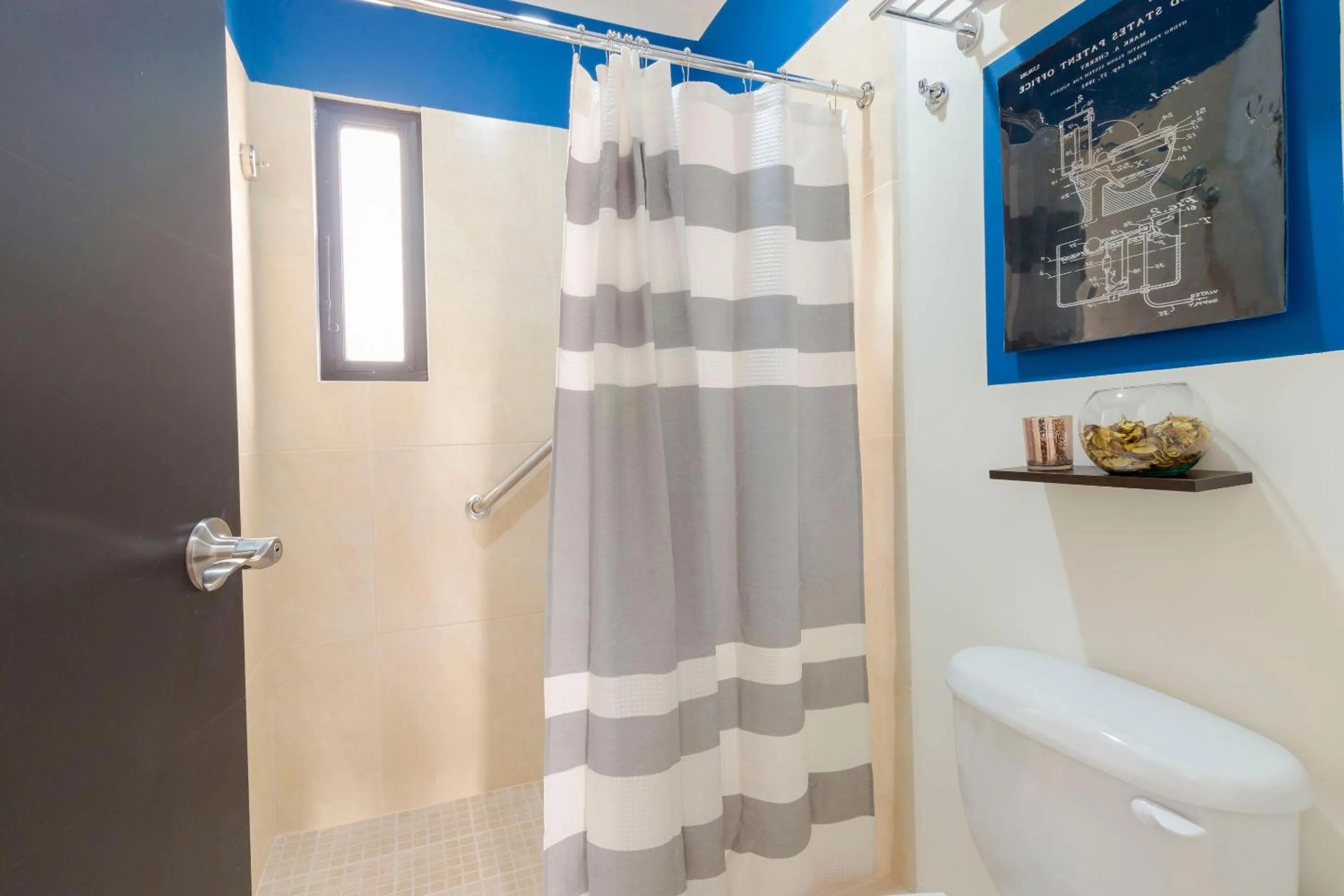 Shower in Breezy & Bright Full Apartment