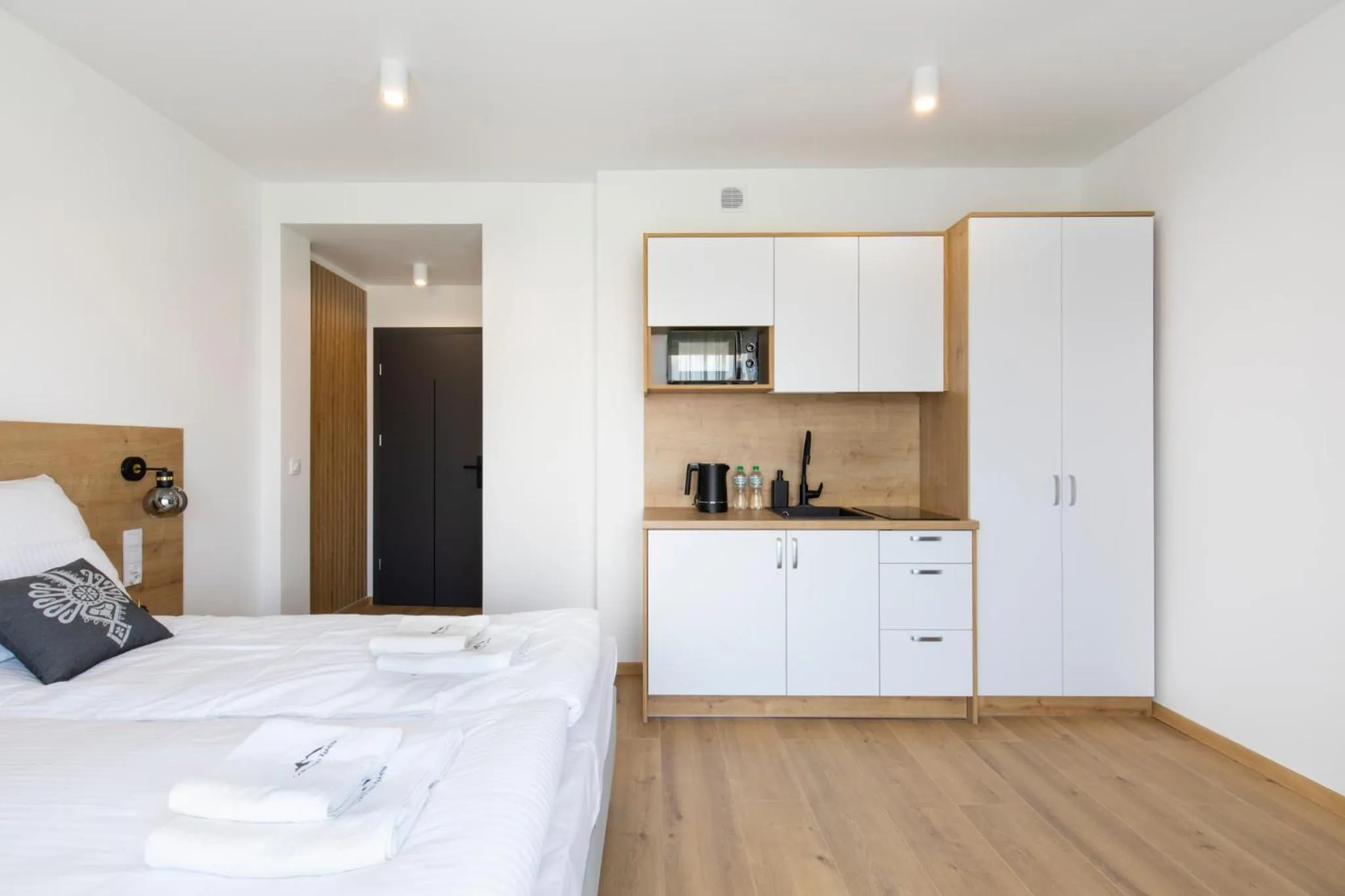 Kitchen or kitchenette, Bed in Villa Gorczański Zakątek Agroturystyka