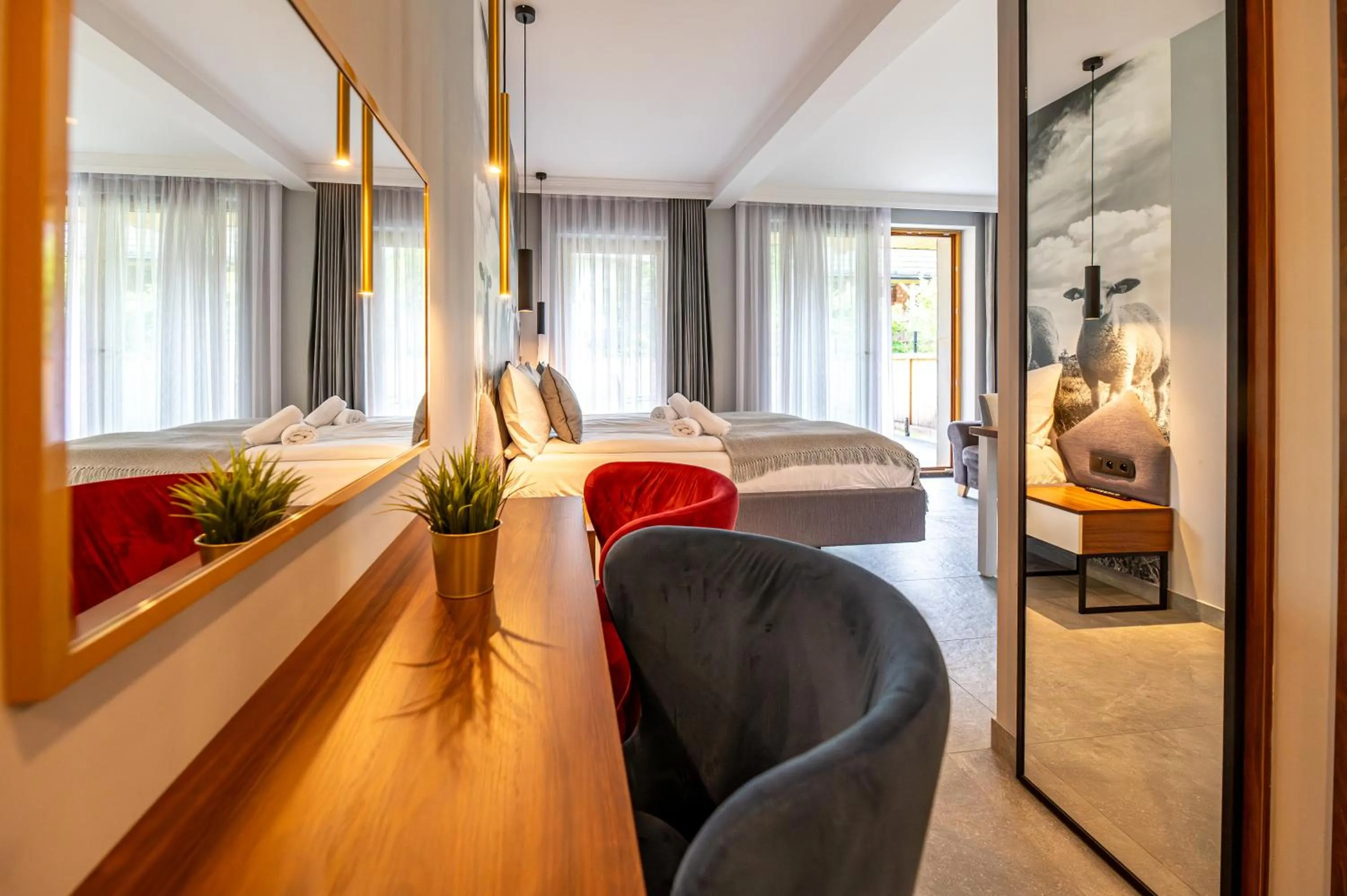 Living room, Bed in Tatra Square Apartments