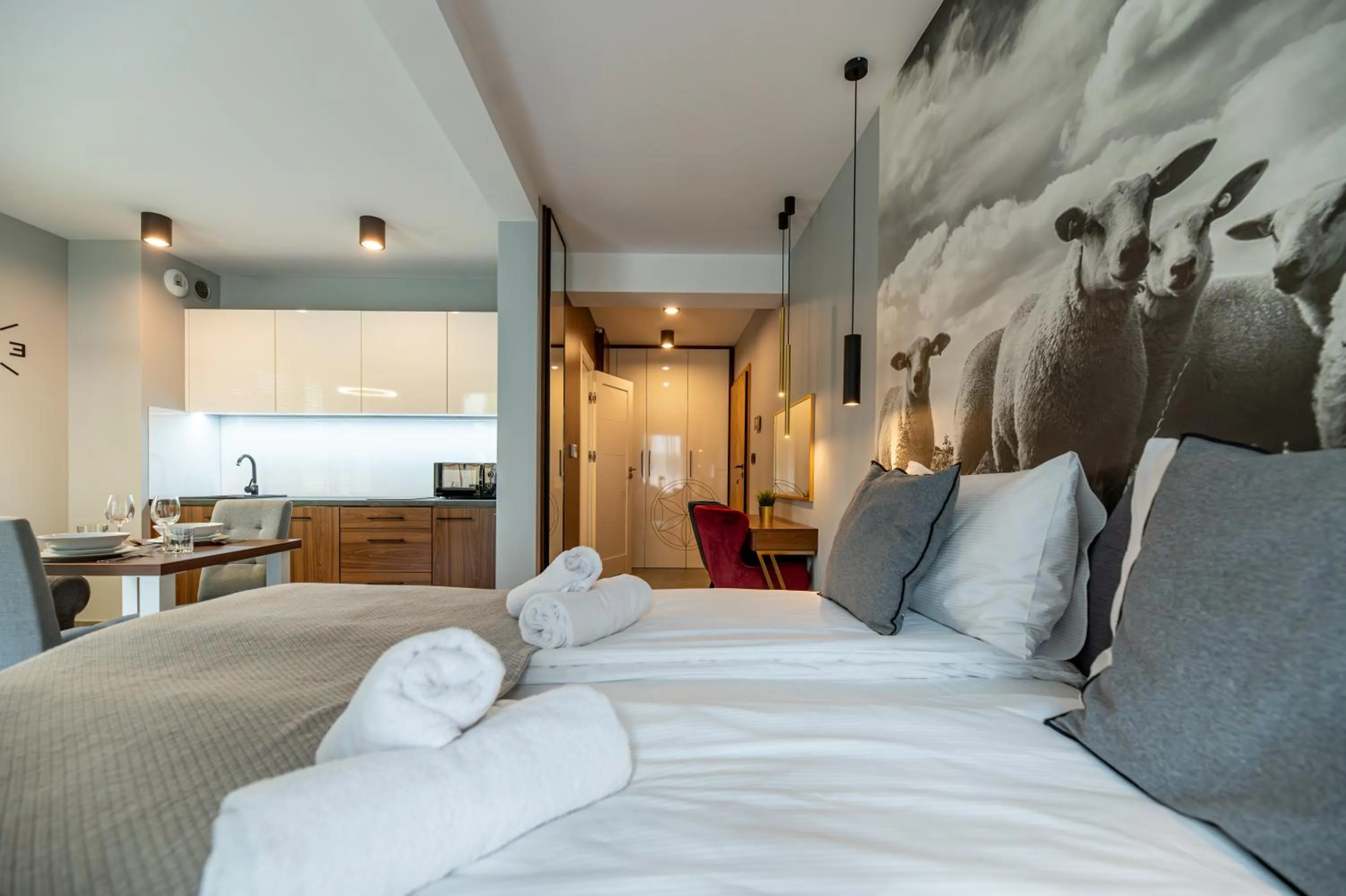 Bed in Tatra Square Apartments